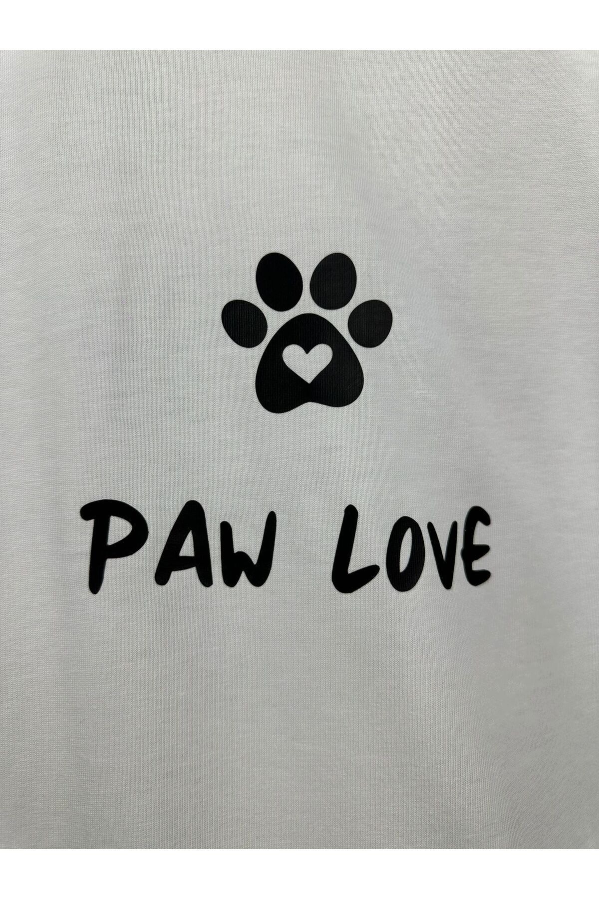 Paw Love Oversize %100 Pamuk Tişört | Pati Aşkı
