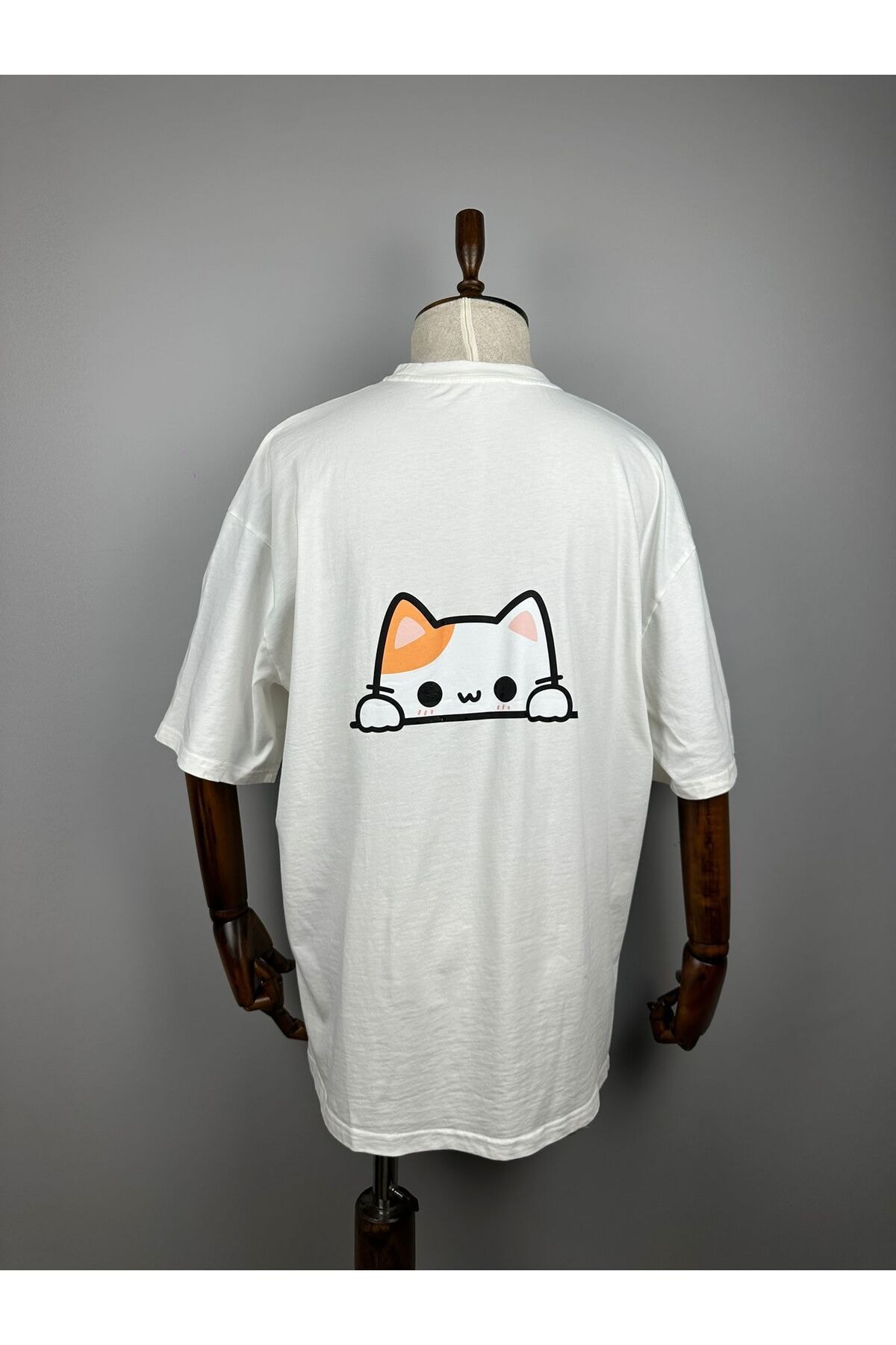 Cat Peek Oversize %100 Pamuk Tişört | Pati Aşkı