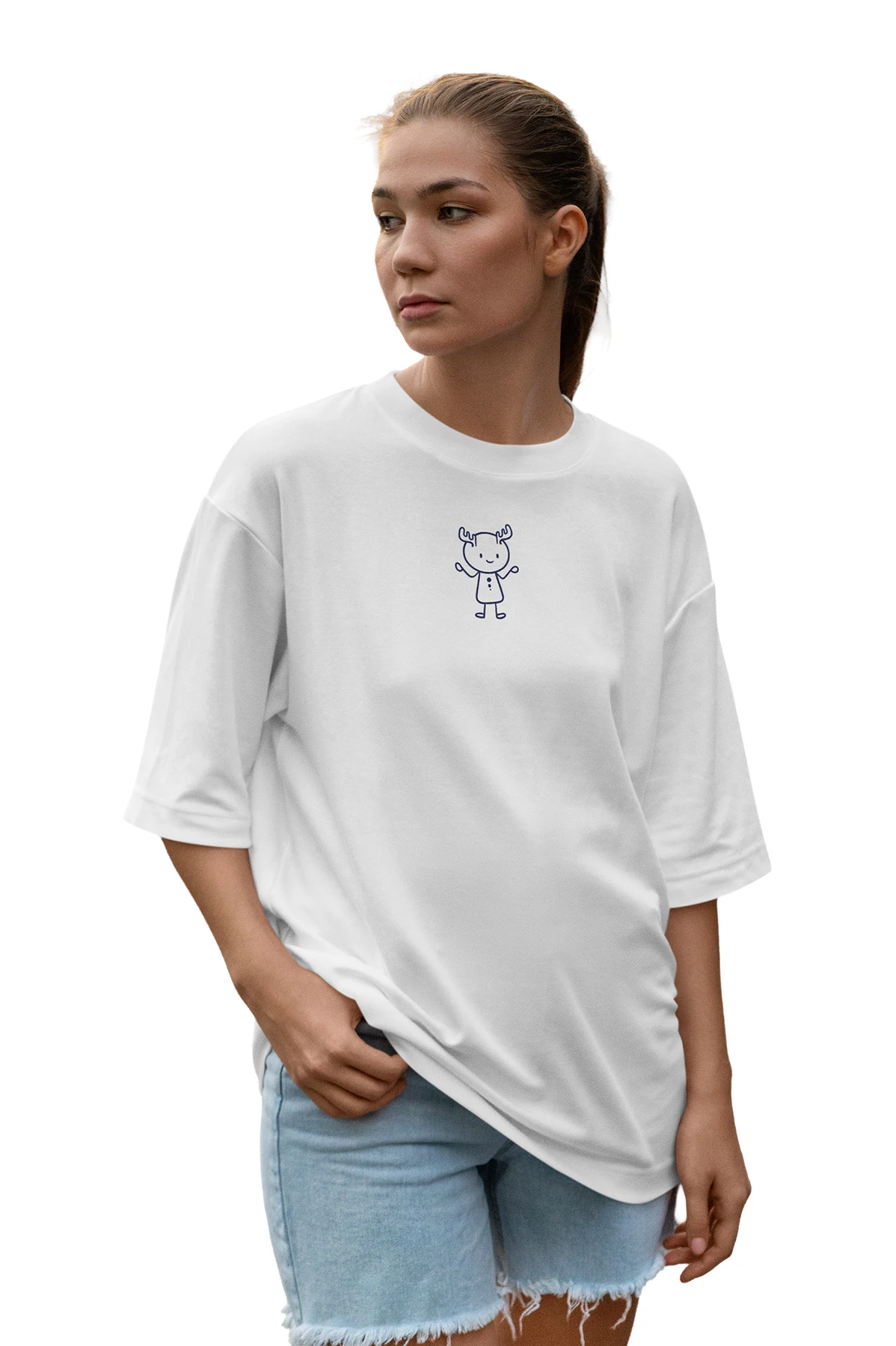 Lumo “Simple Deer” Oversize Tişört (%100 Pamuk, Unisex)