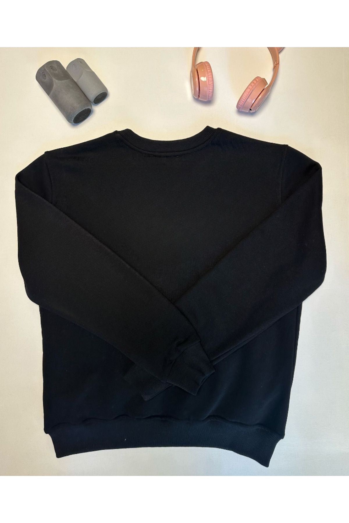 Siyah %100 Pamuk Oversize Basic Sweatshirt