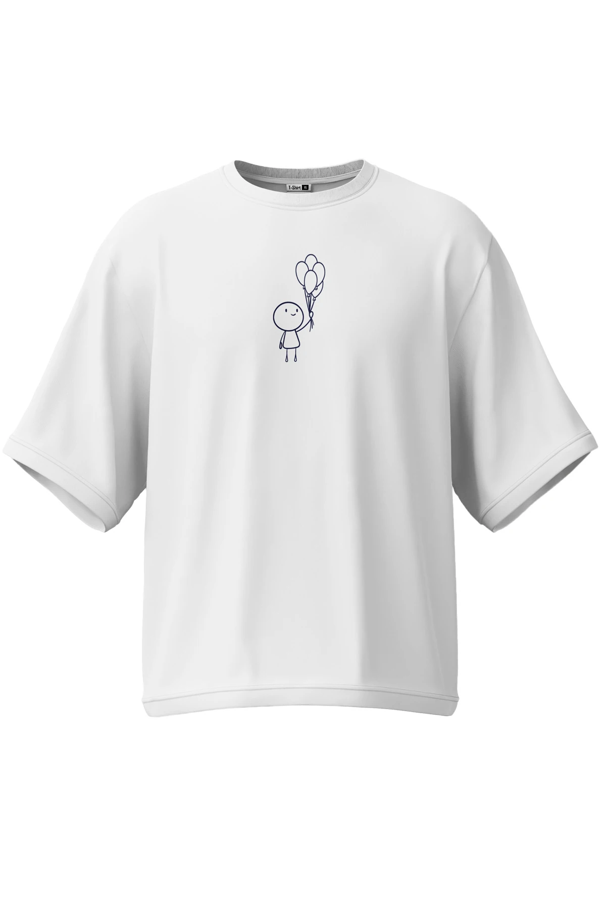 Lumo “Simple Balloons” Oversize Tişört (%100 Pamuk, Unisex)