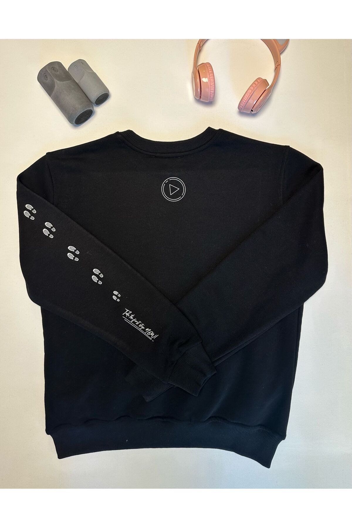 Siyah %100 Pamuk Oversize Sweatshirt  | “Small Steps Lead To Success”