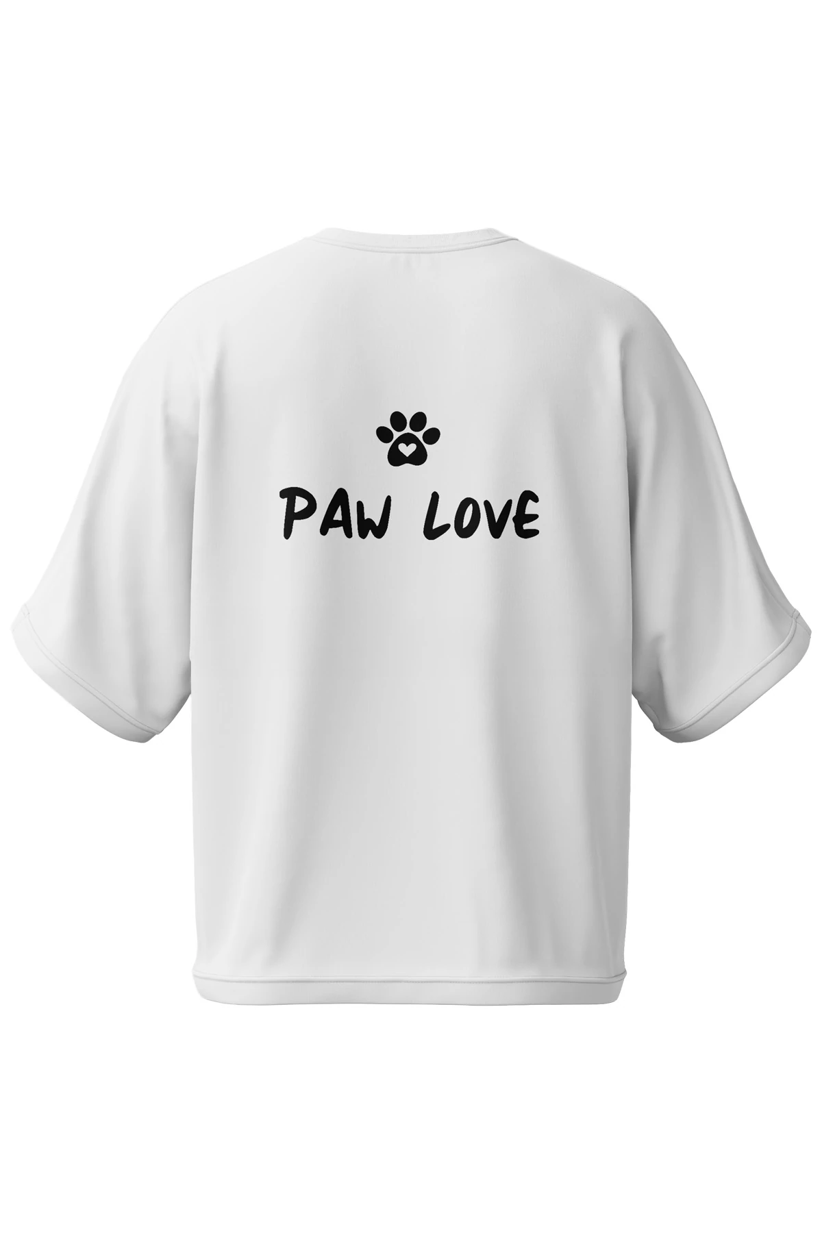 “Paw Love” Kedi & Köpek Baskılı Oversize Tişört (%100 Pamuk, Unisex)