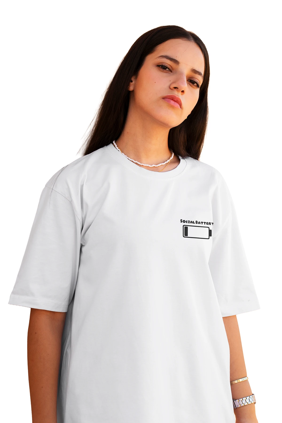 “Social Battery / Inner Battery” Oversize Tişört (%100 Pamuk, Unisex)