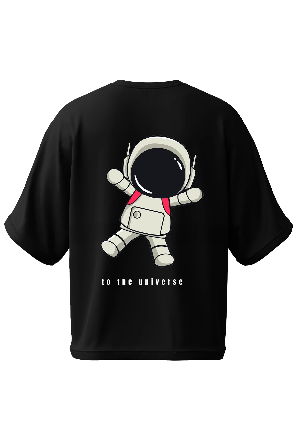 “To the Universe” Astronot Baskılı Oversize Tişört (%100 Pamuk, Unisex)