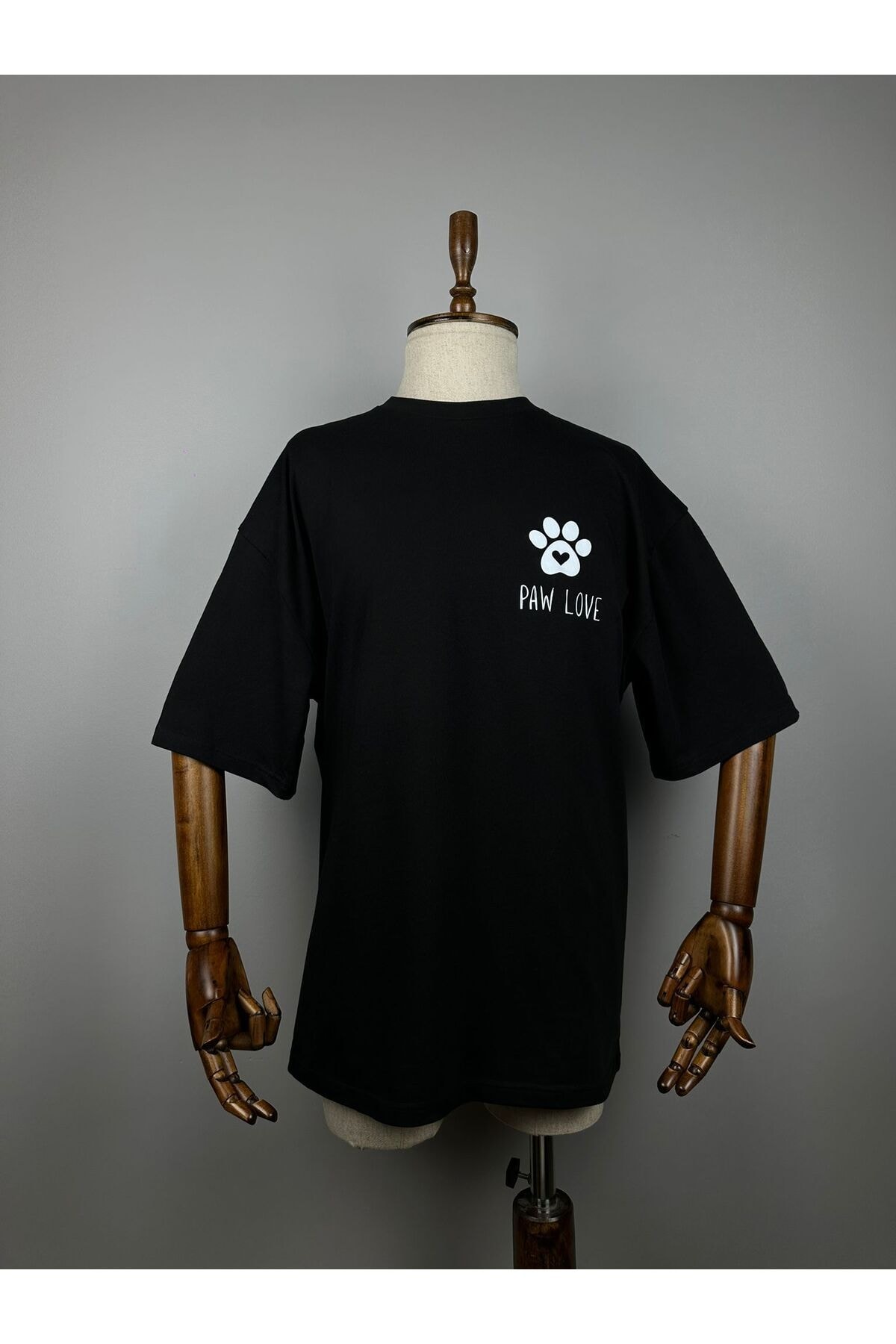 Paw Love Oversize %100 Pamuk Tişört | Pati Kalp