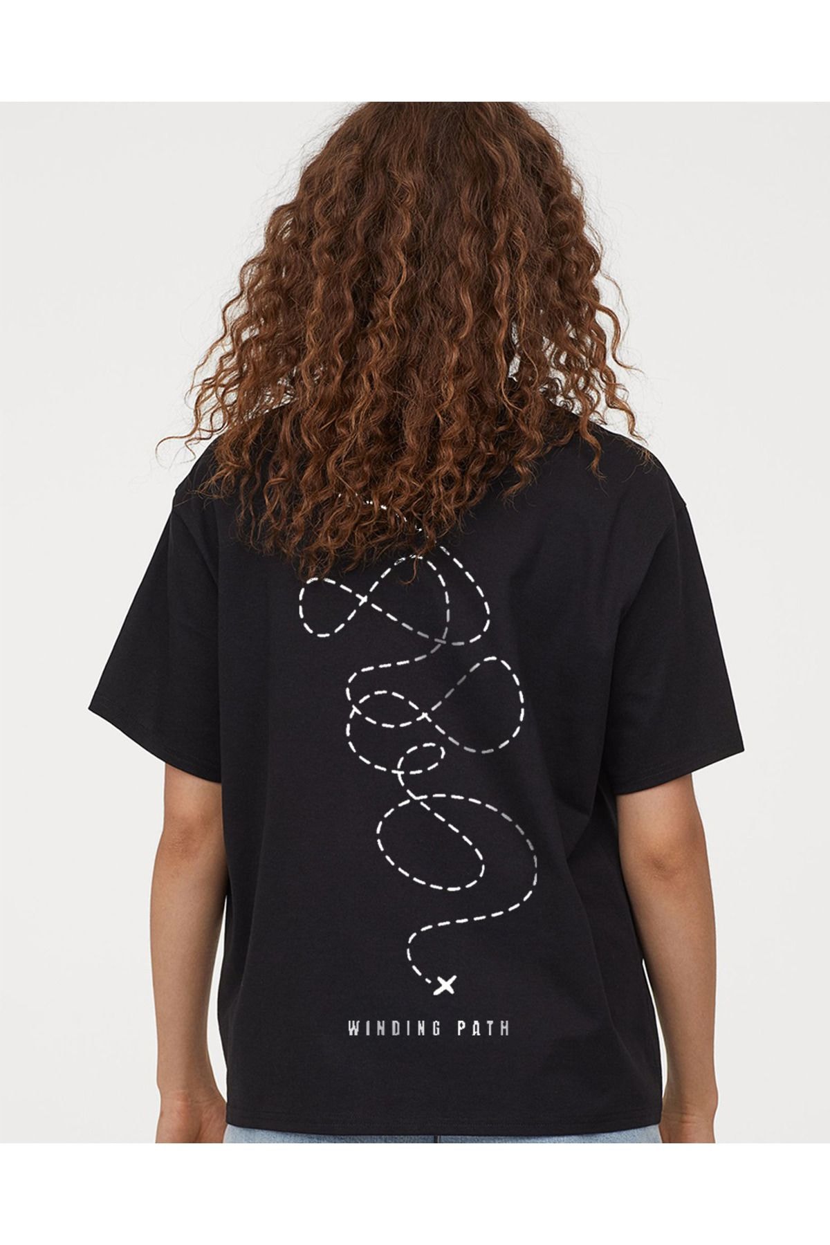 Simple Dream Oversize %100 Pamuk Tişört | "Winding Path" 
