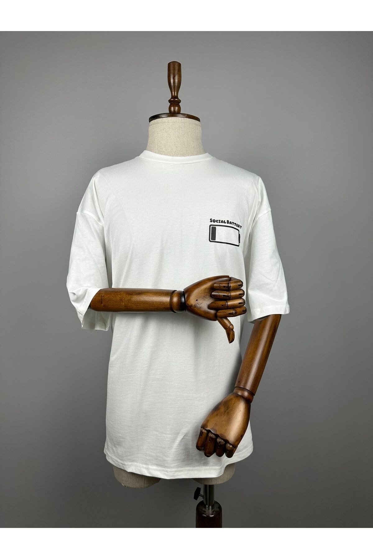 Batarya Oversize %100 Pamuk Tişört | “Social Battery & Inner Battery” Unisex T-shirt