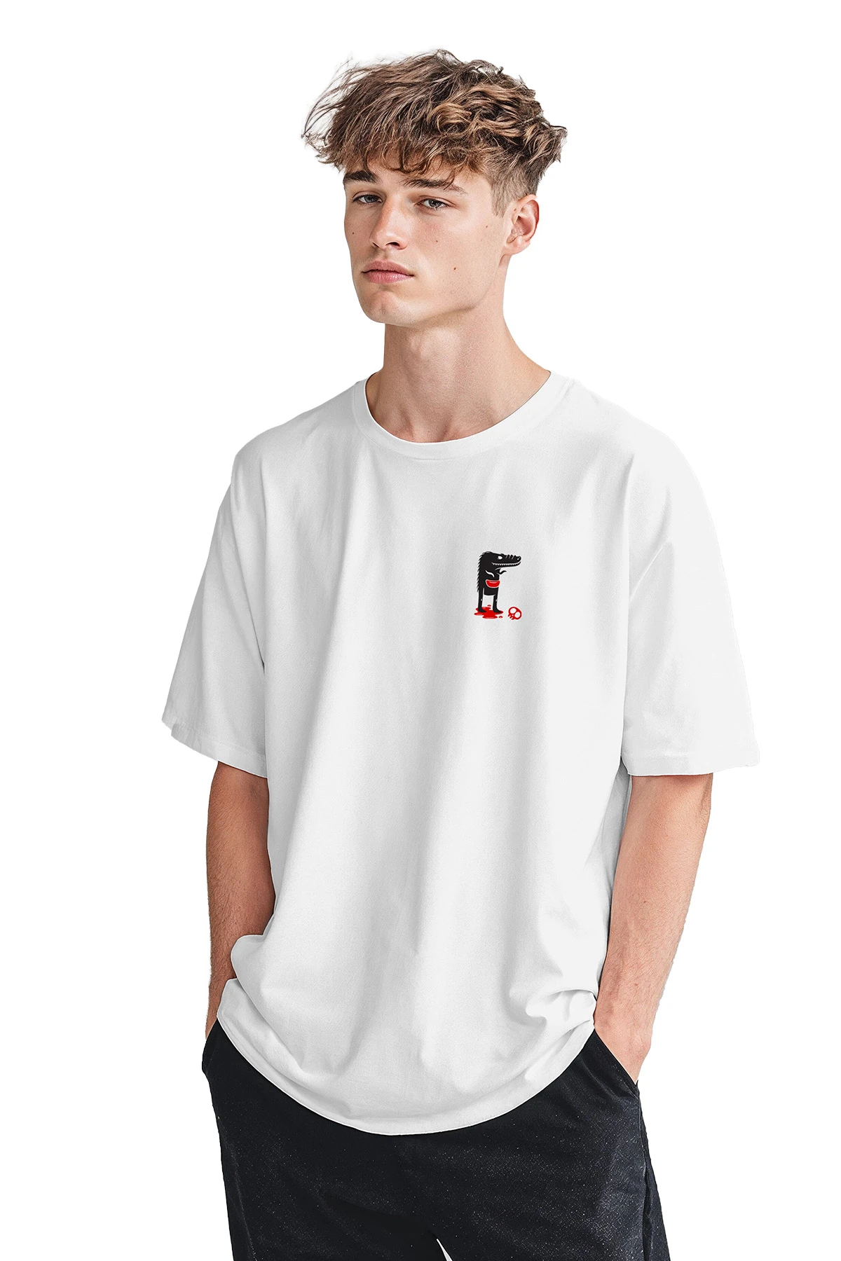 Oddkind “Staplerchomp” Oversize Tişört (%100 Pamuk, Unisex)