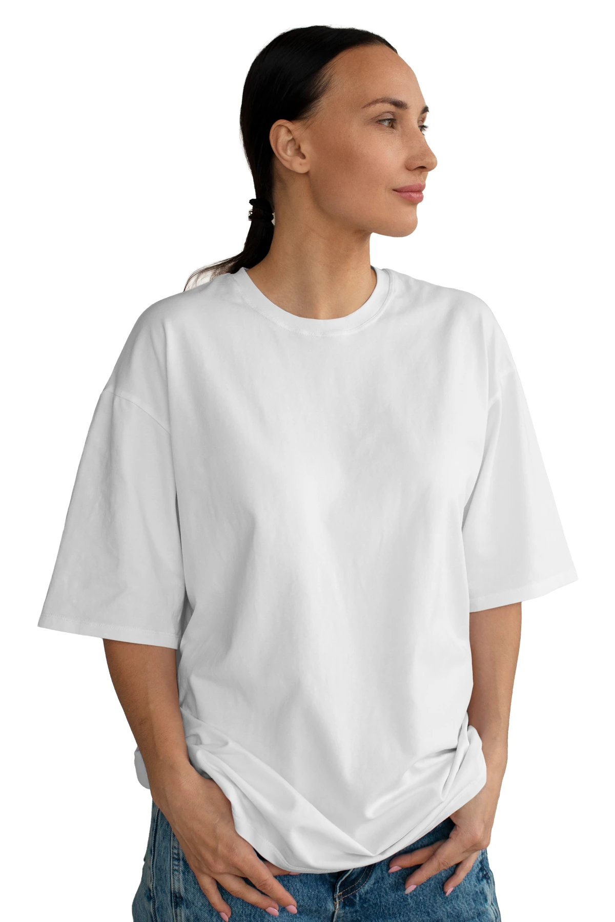 Beyaz Oversize Tişört (%100 Pamuk, Unisex)