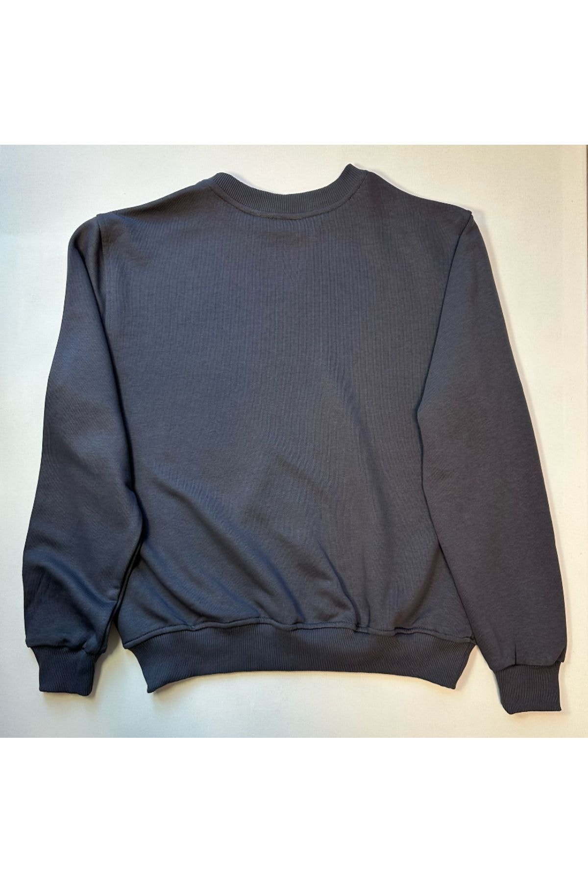 Füme Gri %100 Pamuk Oversize Basic Sweatshirt