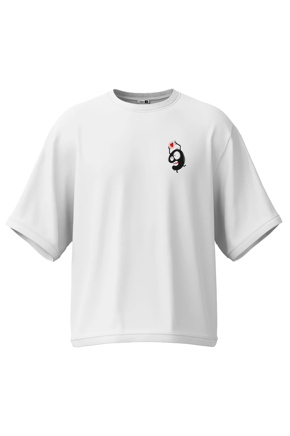 Oddkind “Heart Ghost” Oversize Tişört (%100 Pamuk, Unisex)