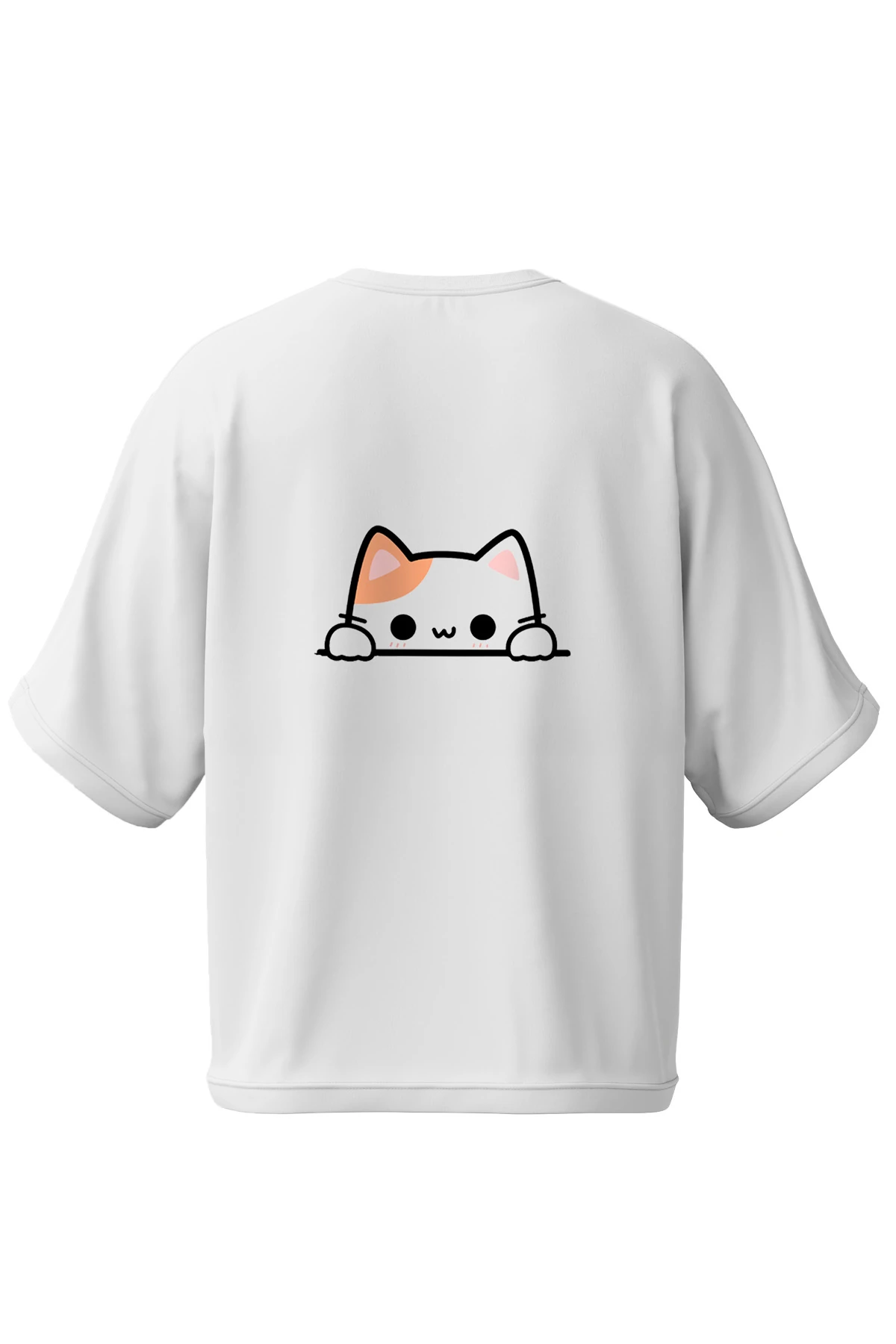 Cat Peek / Paw Trail Oversize Tişört (%100 Pamuk, Unisex)
