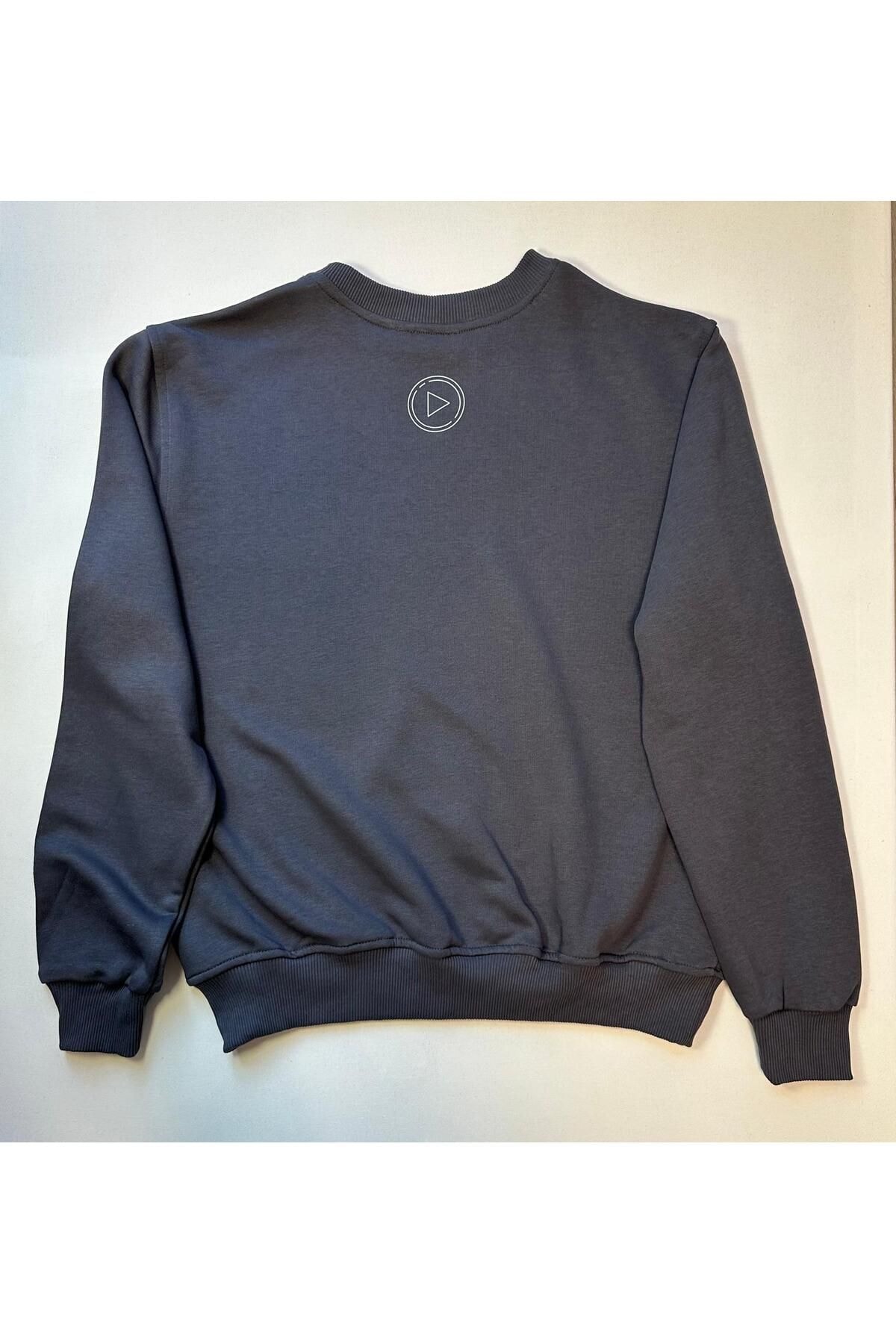 Füme Gri %100 Pamuk Oversize Sweatshirt | “Small Steps Lead To Success” 