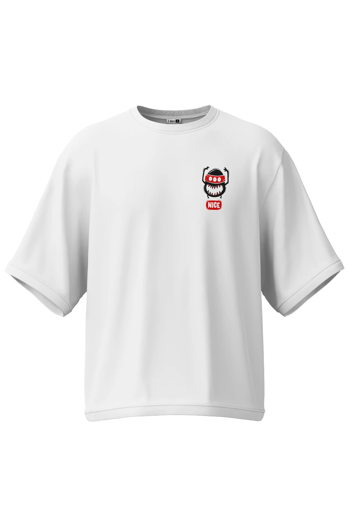 Oddkind “Nice Monster” Oversize Tişört (%100 Pamuk, Unisex)