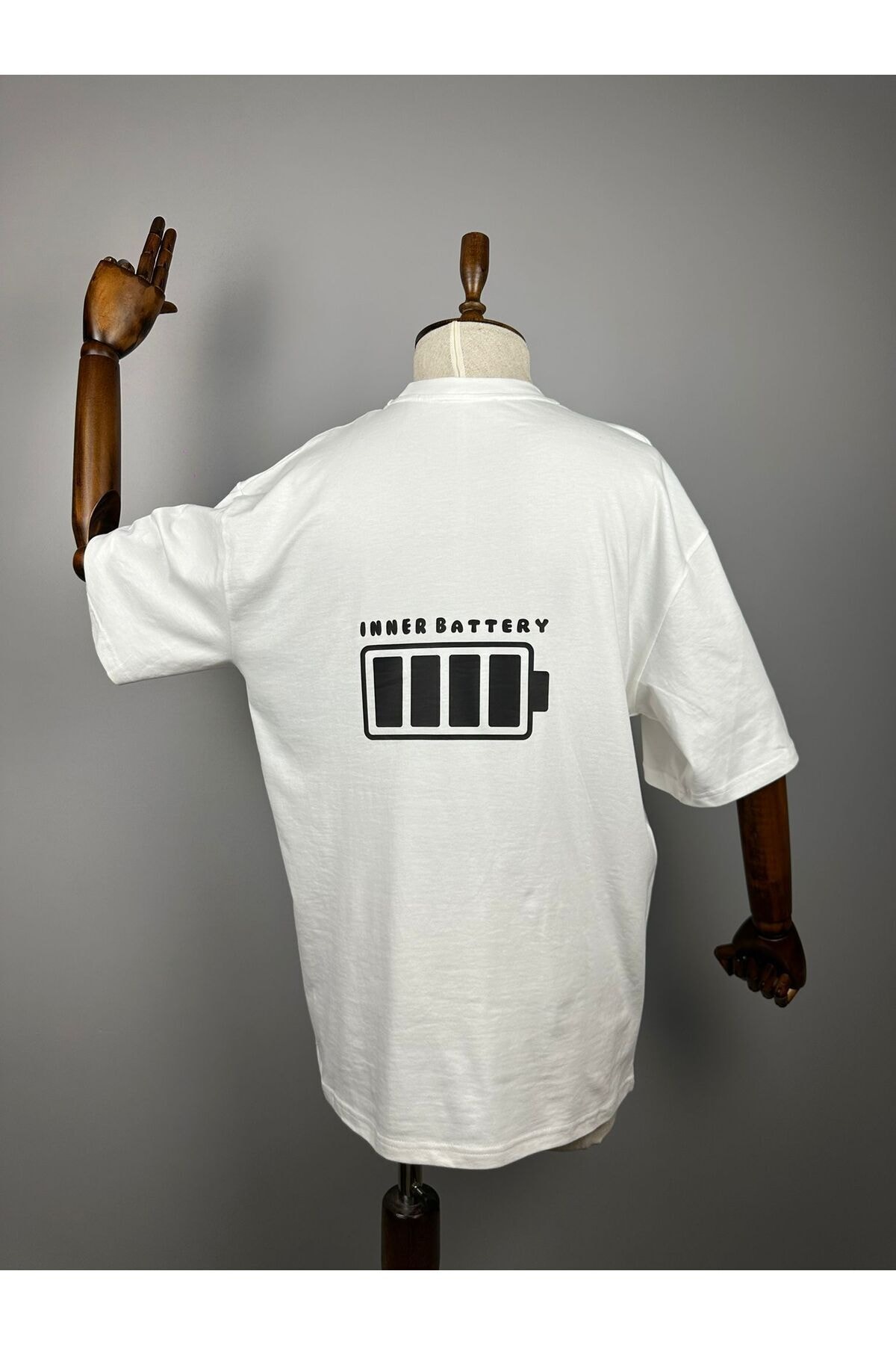 Batarya Oversize %100 Pamuk Tişört | “Social Battery & Inner Battery” Unisex T-shirt