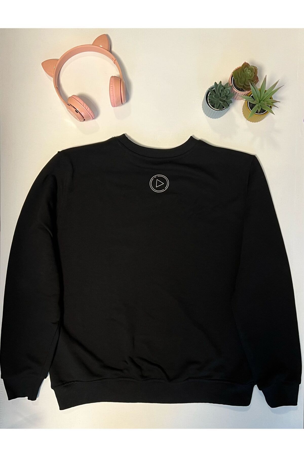 Siyah %100 Pamuk Oversize Sweatshirt | Kahverengi Baskı “Small Steps Lead To Success” 