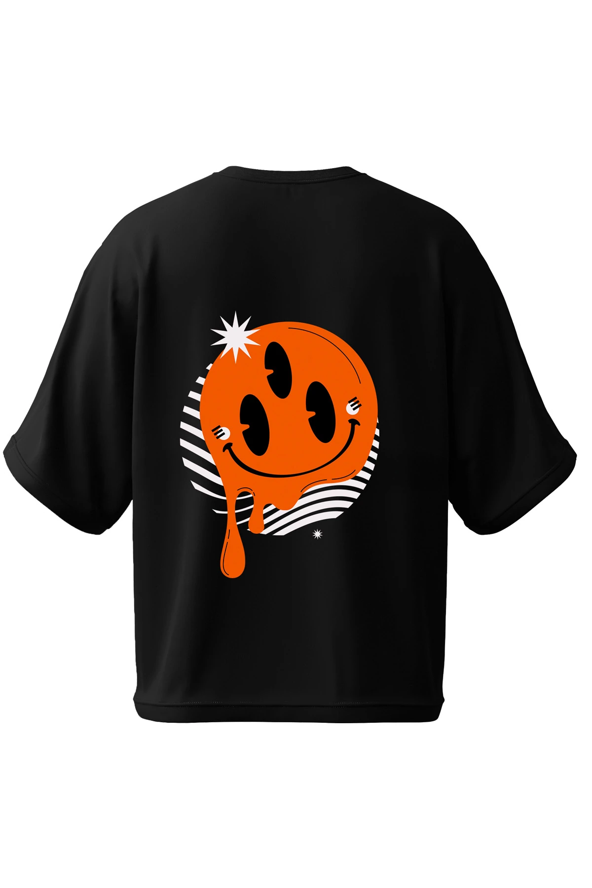 Humo “Drip Smile” Tipografik Baskılı Oversize Tişört (%100 Pamuk, Unisex)