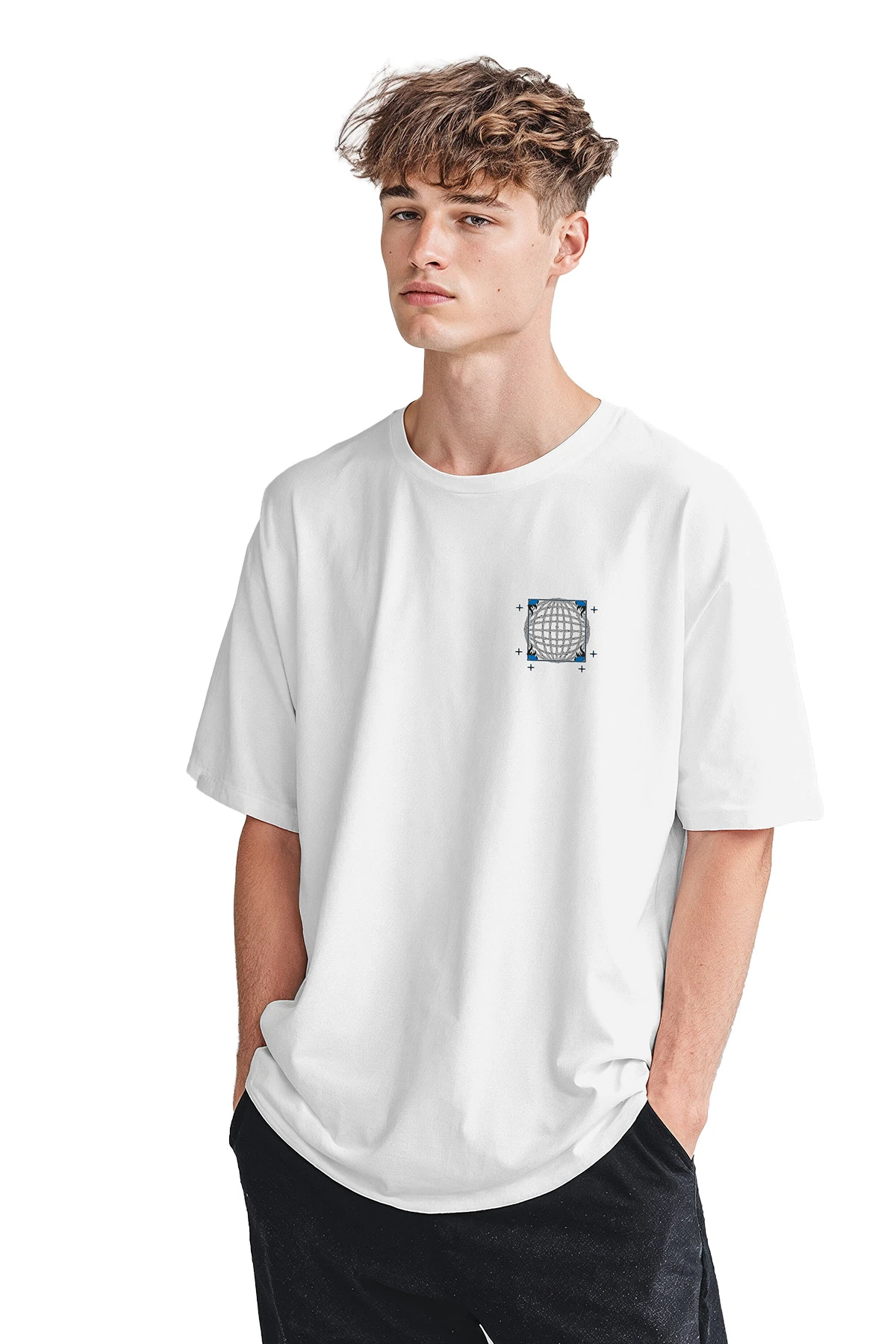 Absurdia “Wireframe World” Oversize Tişört (%100 Pamuk, Unisex)