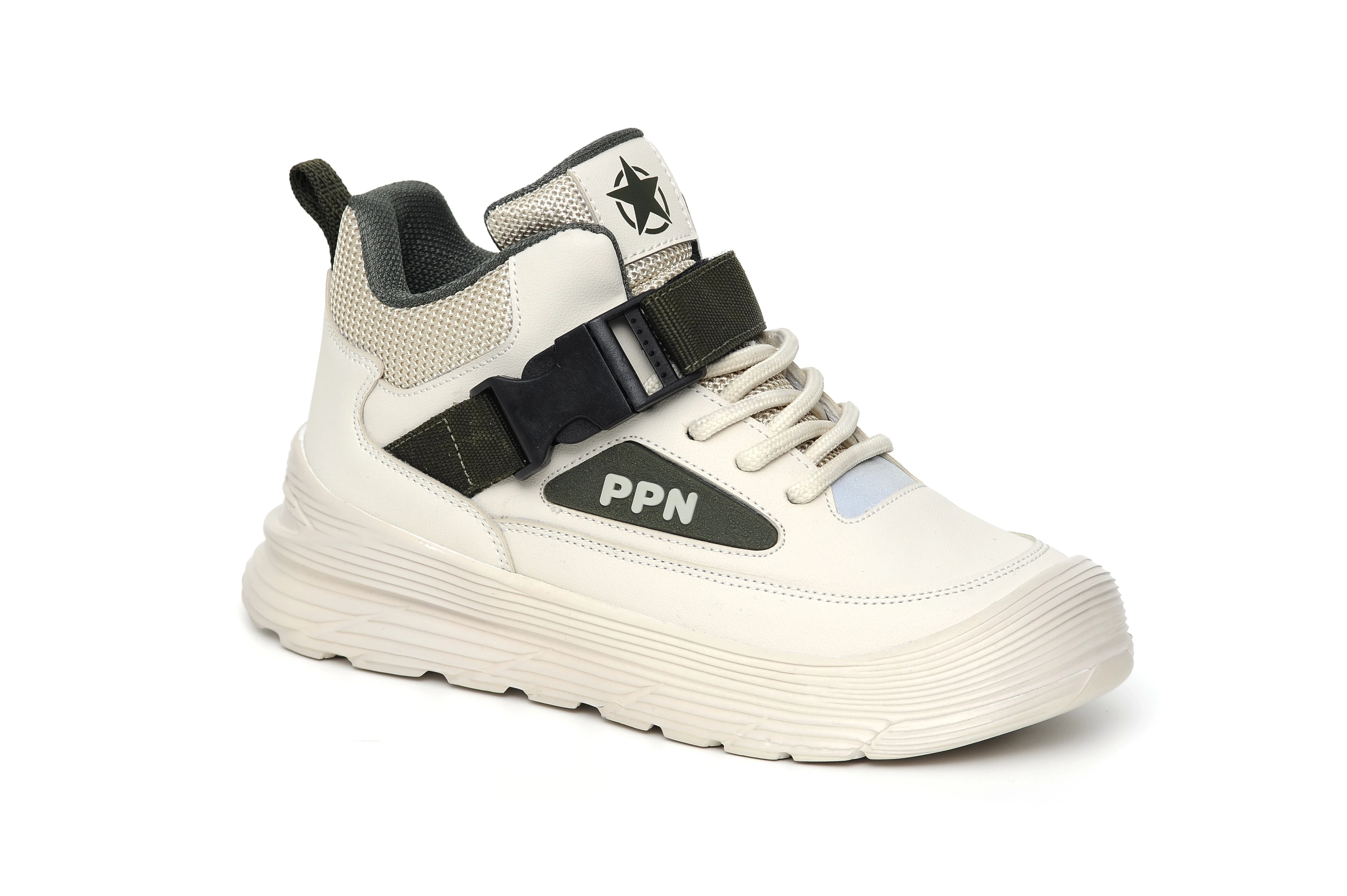 Pepino 2036 Çocuk Yüksek Bilek Spor Bot | Tokalı Cırtlı, Kaydırmaz Hafif Taban - HAKİ