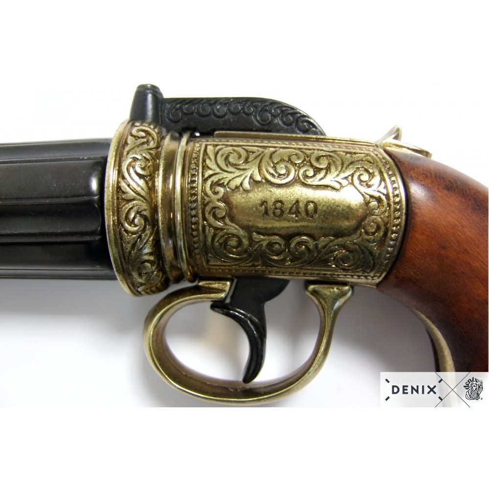 6 Barrels Pepper Box Revolver Tabanca ENG 1840 - Dekoratif