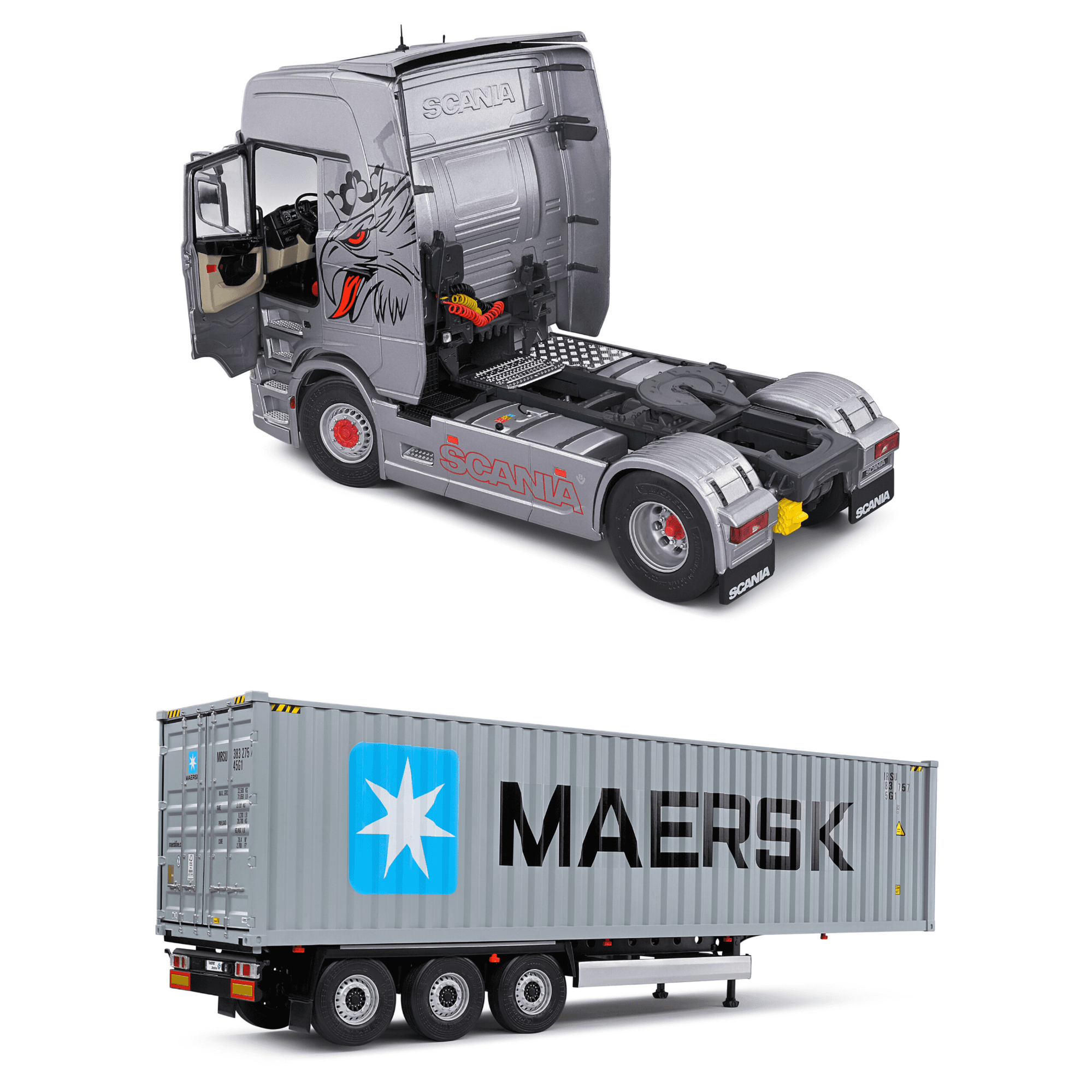 2023 Scania 580S + Maersk Container Trailer 80 cm - Ölçek : 1/24