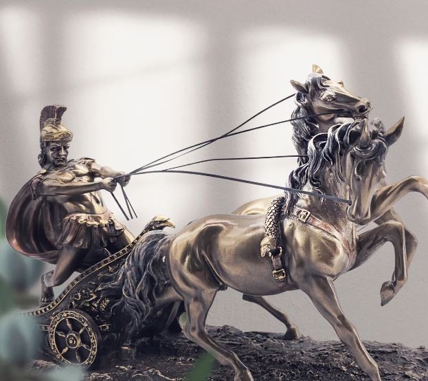 Roma Atlı Savaş Arabası - Gladyatör Achilleus Chariot - 28 cm