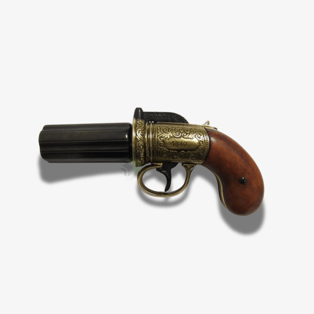 6 Barrels Pepper Box Revolver Tabanca ENG 1840 - Dekoratif