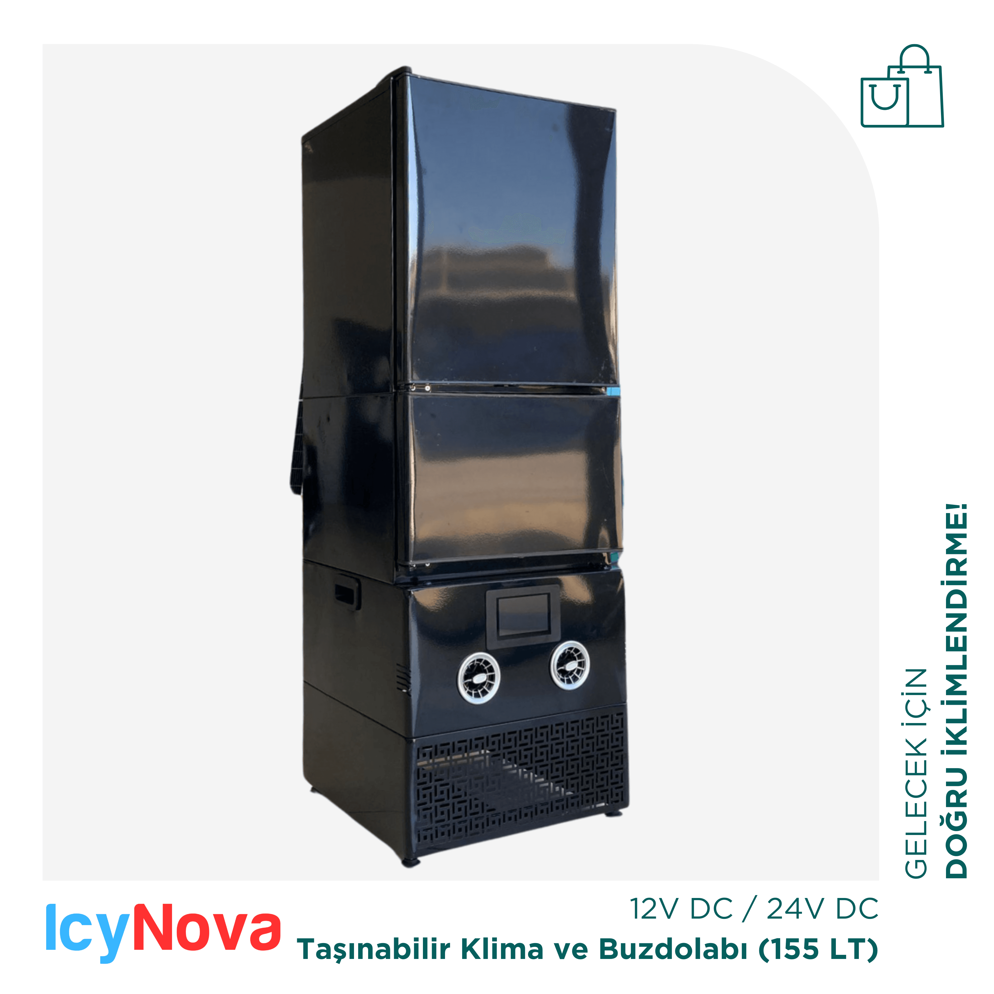 IcyNova155 / Karavan için Taşınabilir Klima ve Buzdolabı 155 Litre