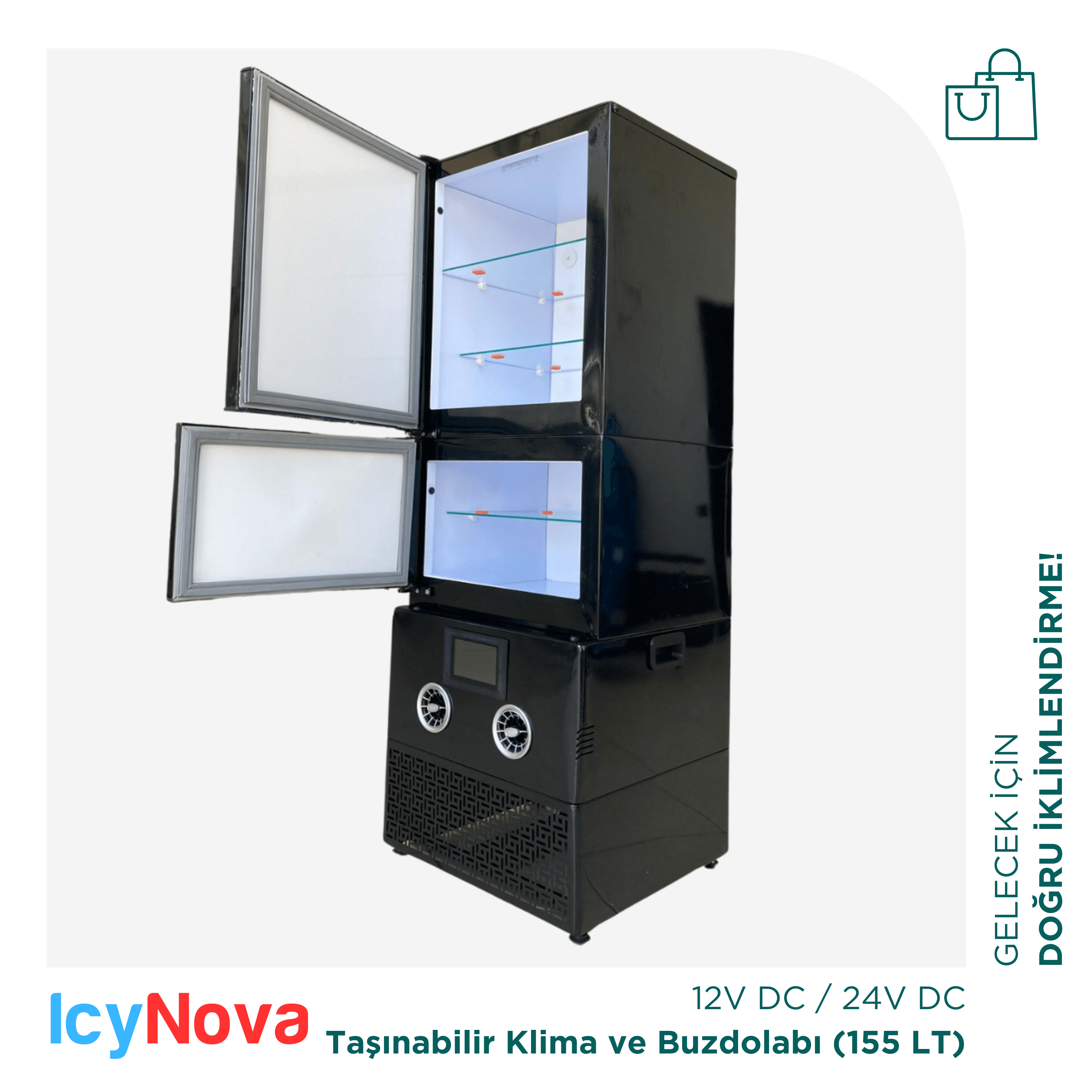 IcyNova155 / Karavan için Taşınabilir Klima ve Buzdolabı 155 Litre