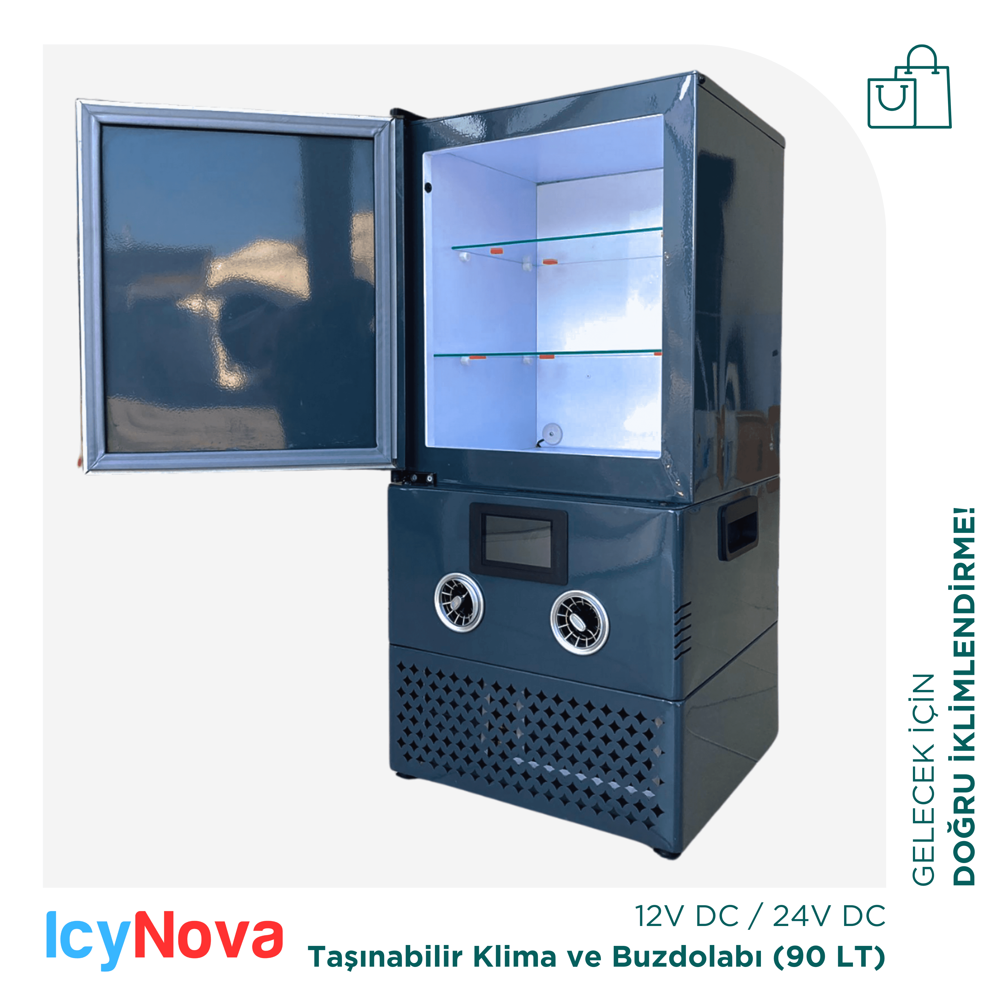 IcyNova90 / Karavan için Taşınabilir Klima ve Buzdolabı 90 Litre