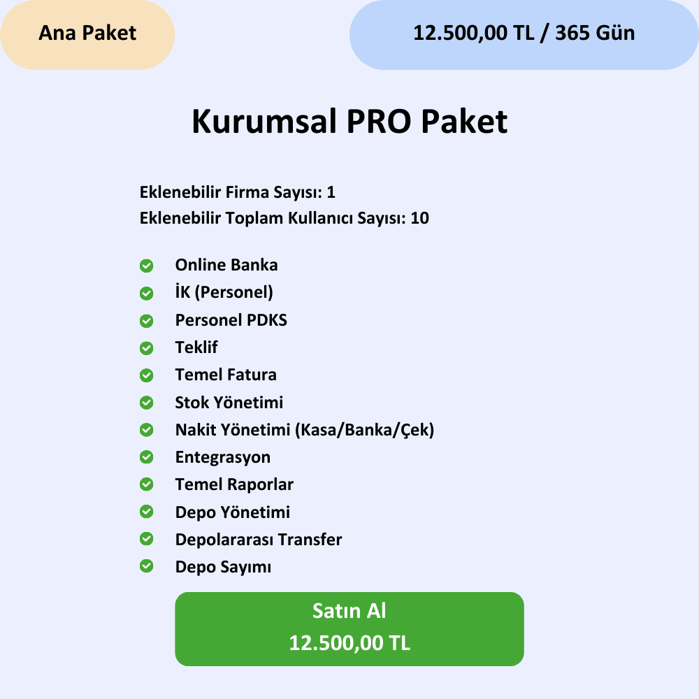 Ön Muhasebe Programı (Kurumsal PRO Paket)