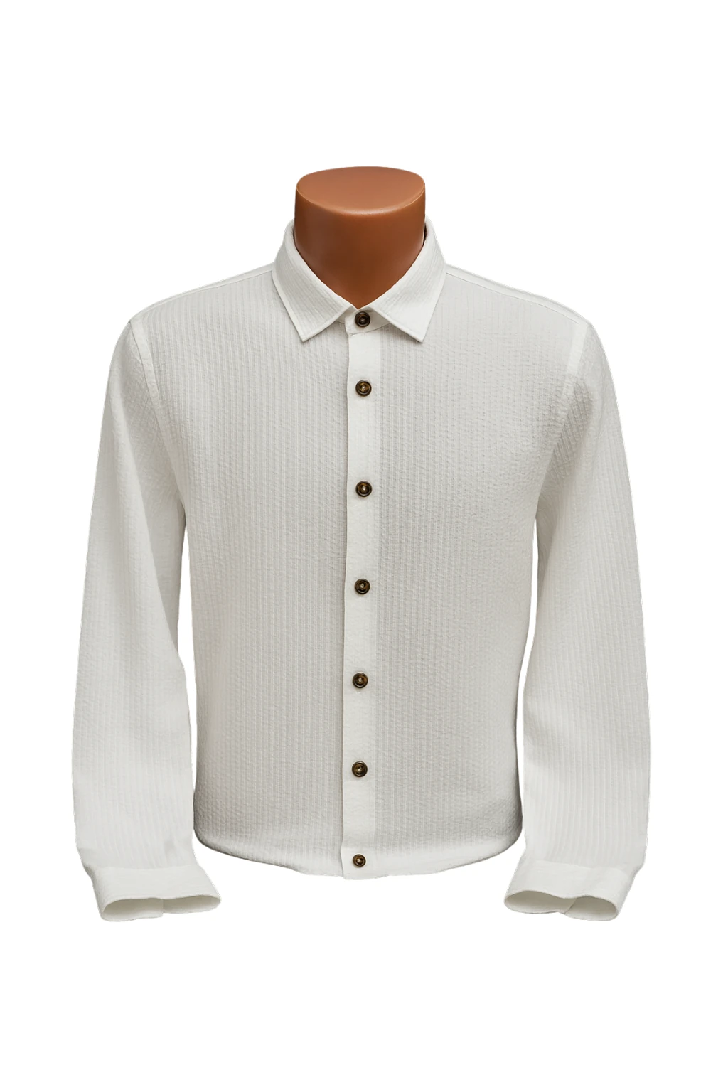 Uzun kollu, düğmeli klasik yaka  - BEYAZ