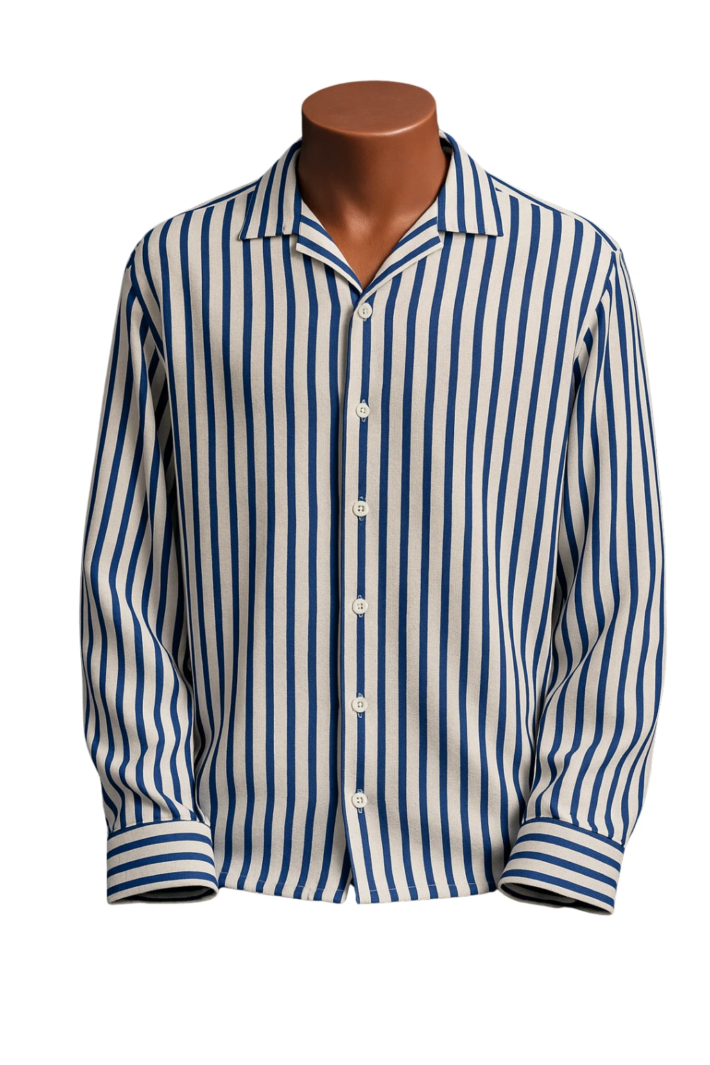 Uzun kollu, klasik yaka (lacivert-beyaz)