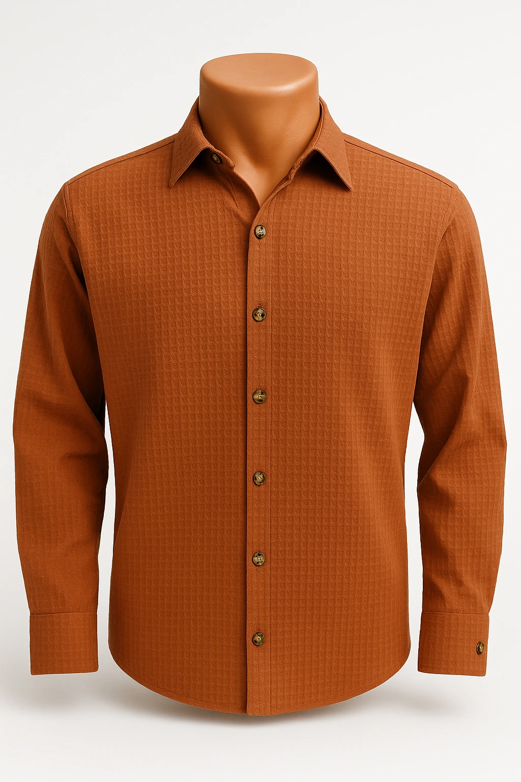 Uzun kollu, düğmeli klasik yaka  - TURUNCU