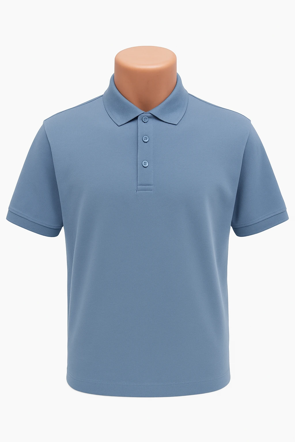Polo yaka, kısa kollu tişört - AÇIKI MAVI