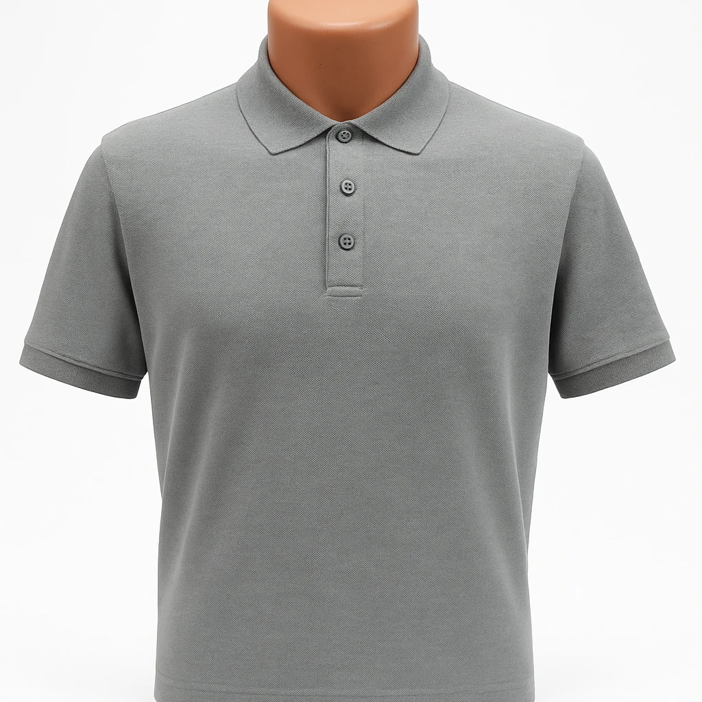 Polo yaka, kısa kollu tişört - FÜME