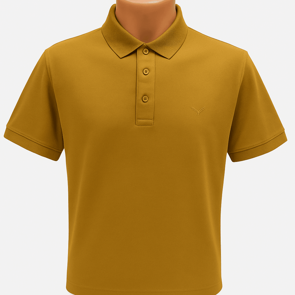 Polo yaka, kısa kollu tişört - HARDAL