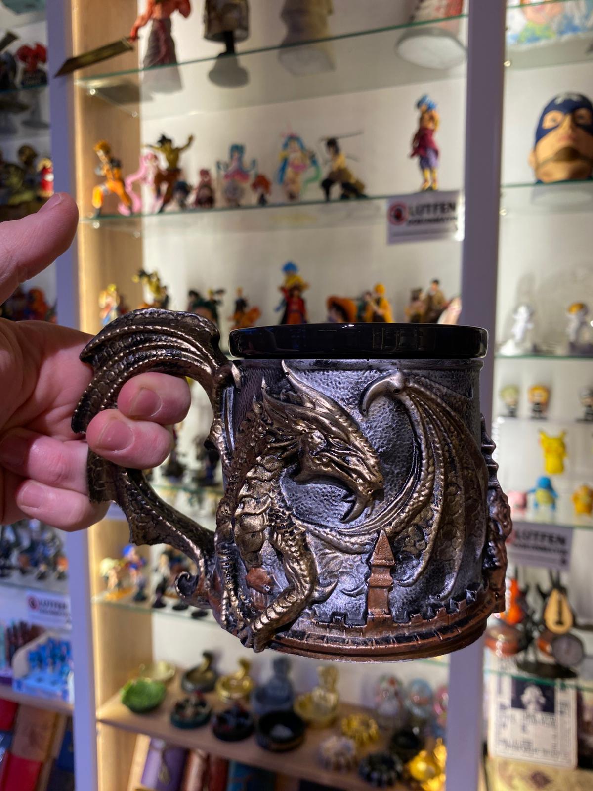 3D Tasarım Kupa - Gold Ejderha Temalı Kupa