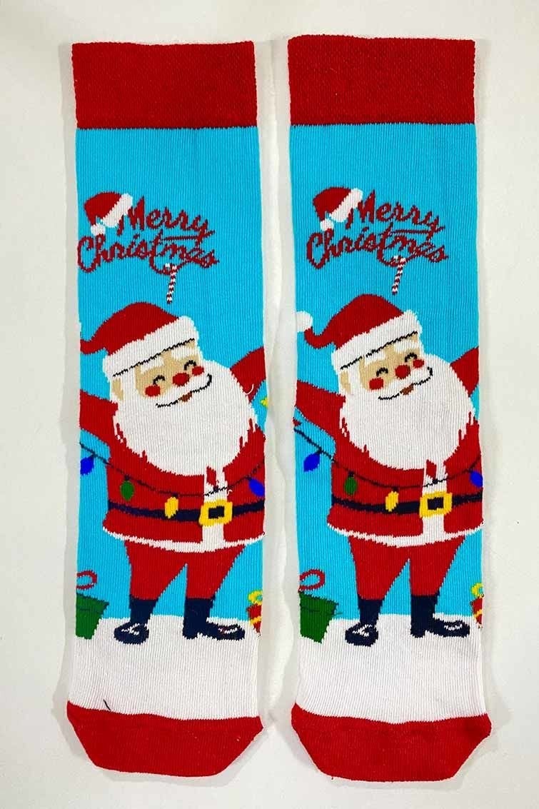 Çorap - Mavi Christmas Noel Baba