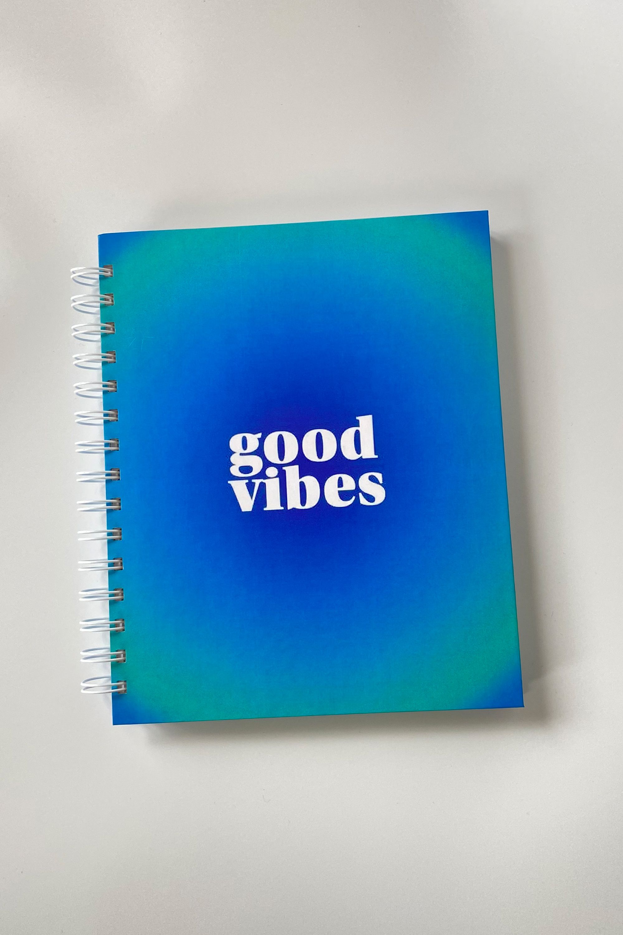 Spiralli Sert Kapak Defter - Good Vibes Mavi