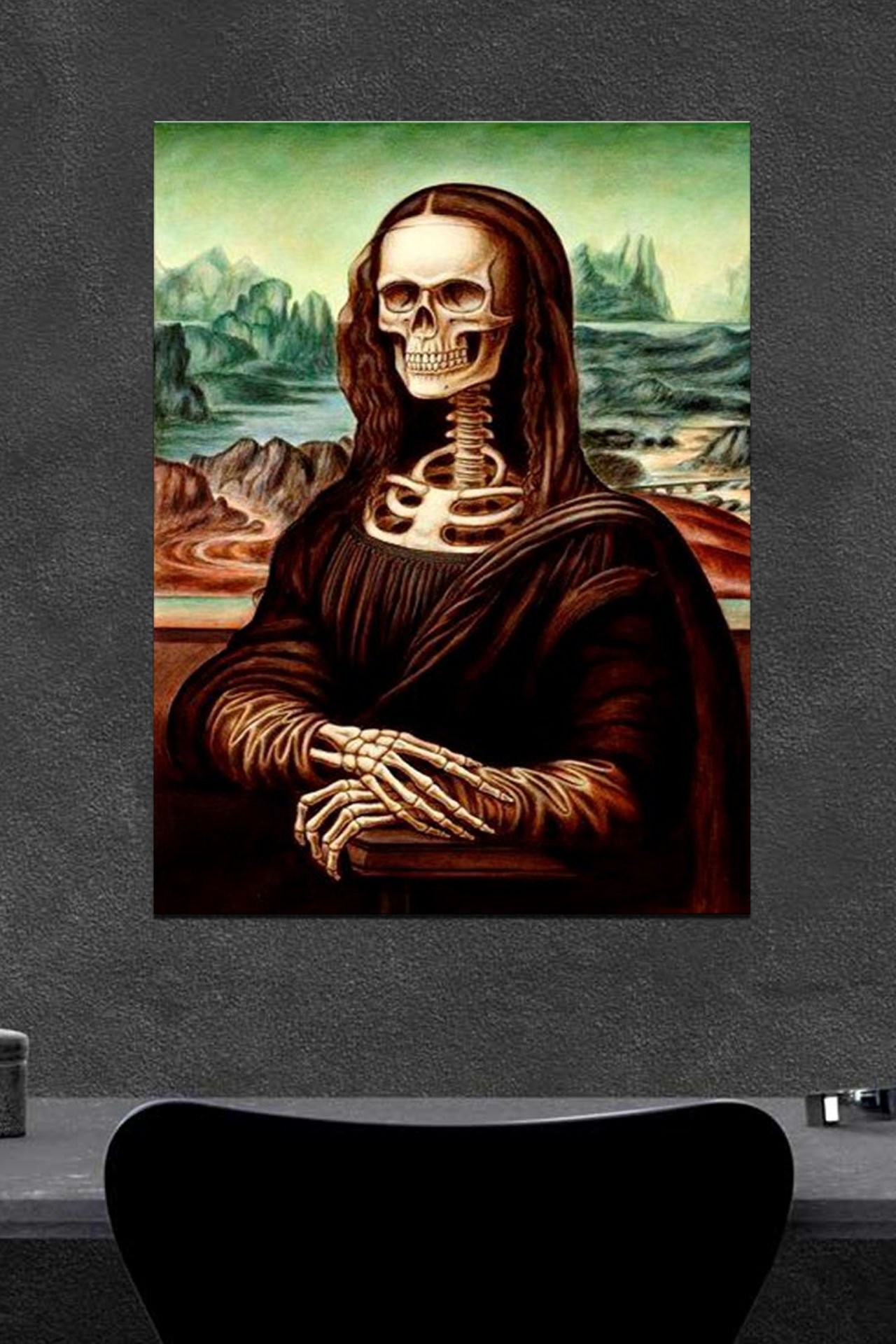 İskelet Mona Lisa Ahşap Poster