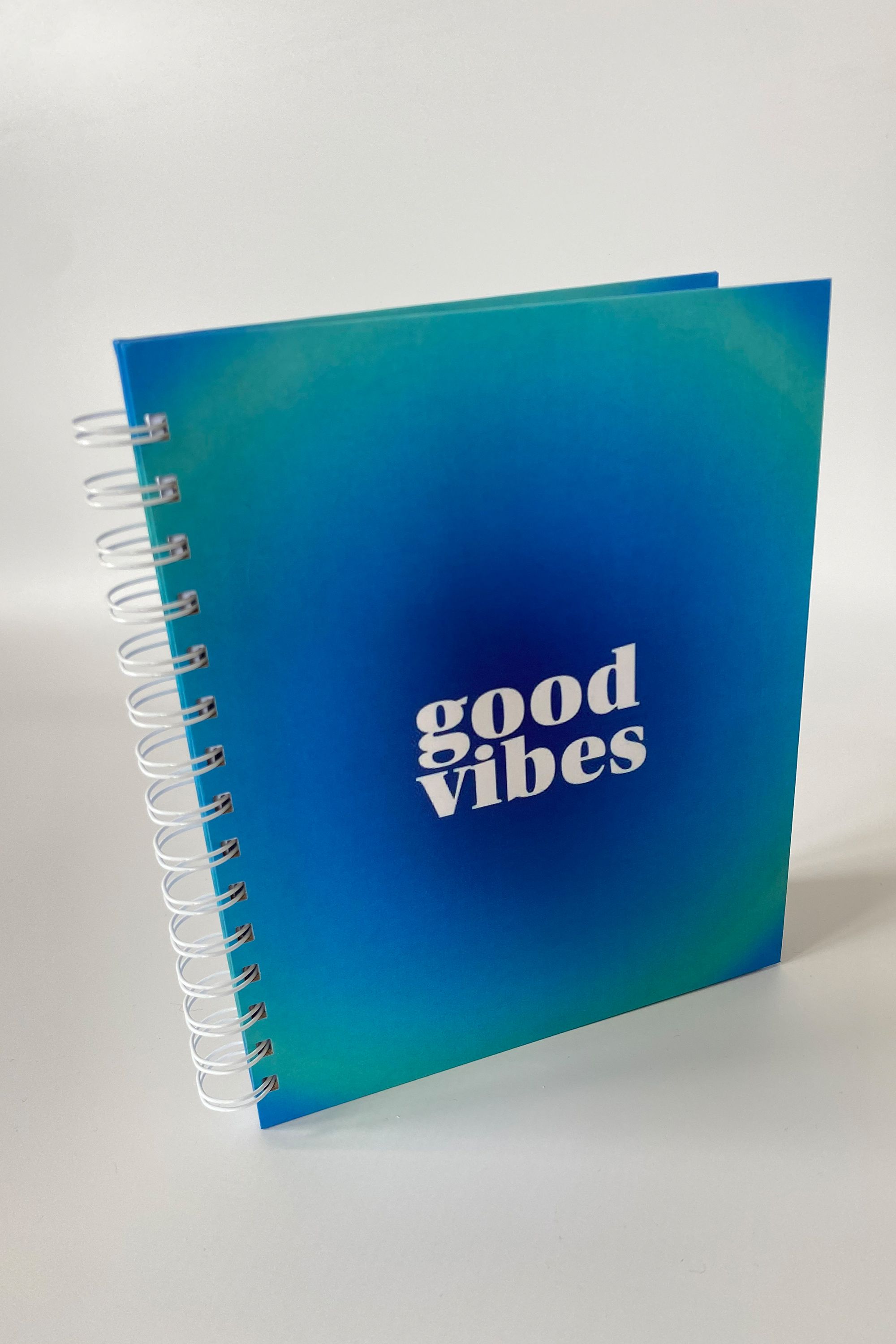 Spiralli Sert Kapak Defter - Good Vibes Mavi