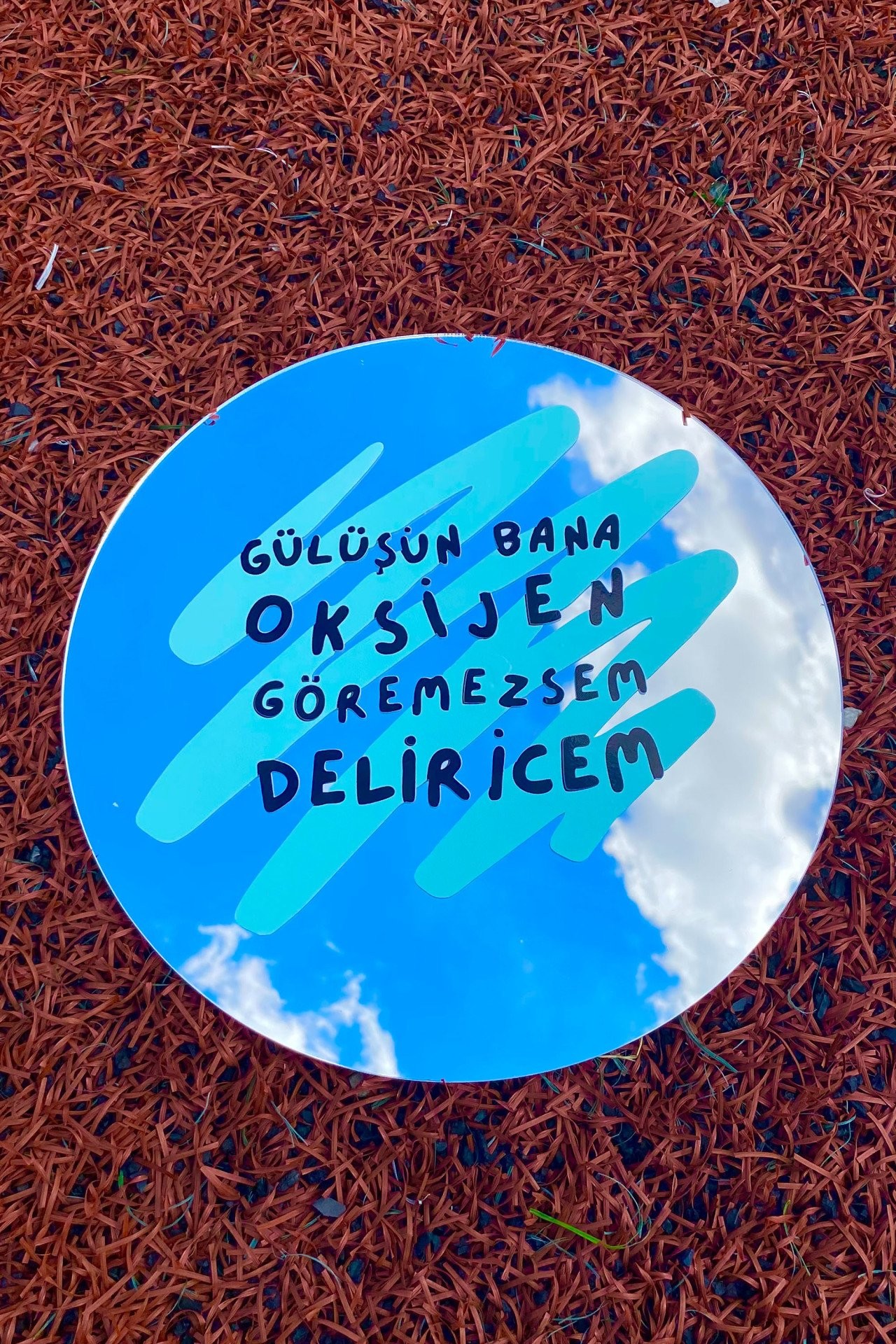 Gülüşün Bana Oksijen Yuvarlak Ayna