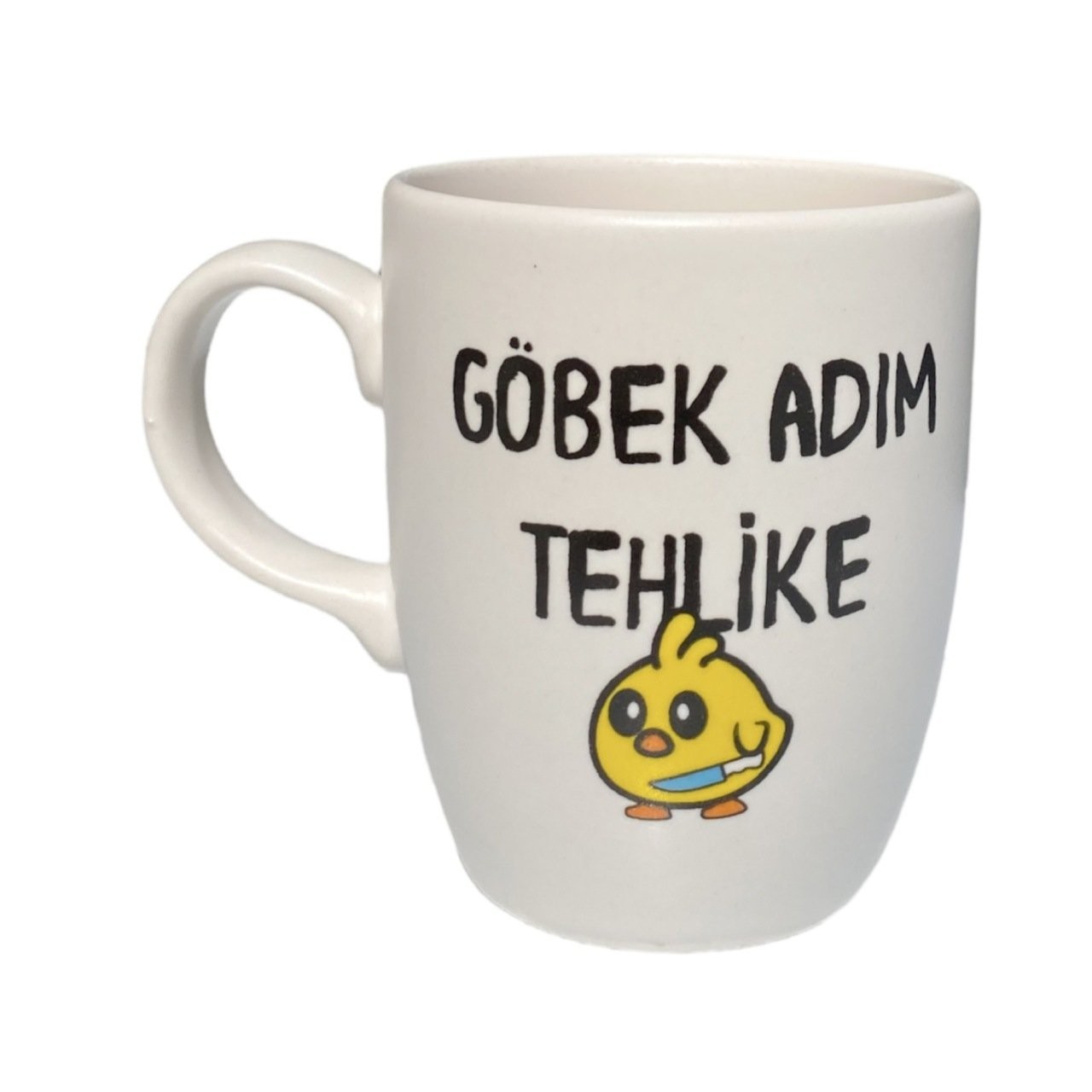 Oval Kupa - Göbek Adım Tehlike Beyaz