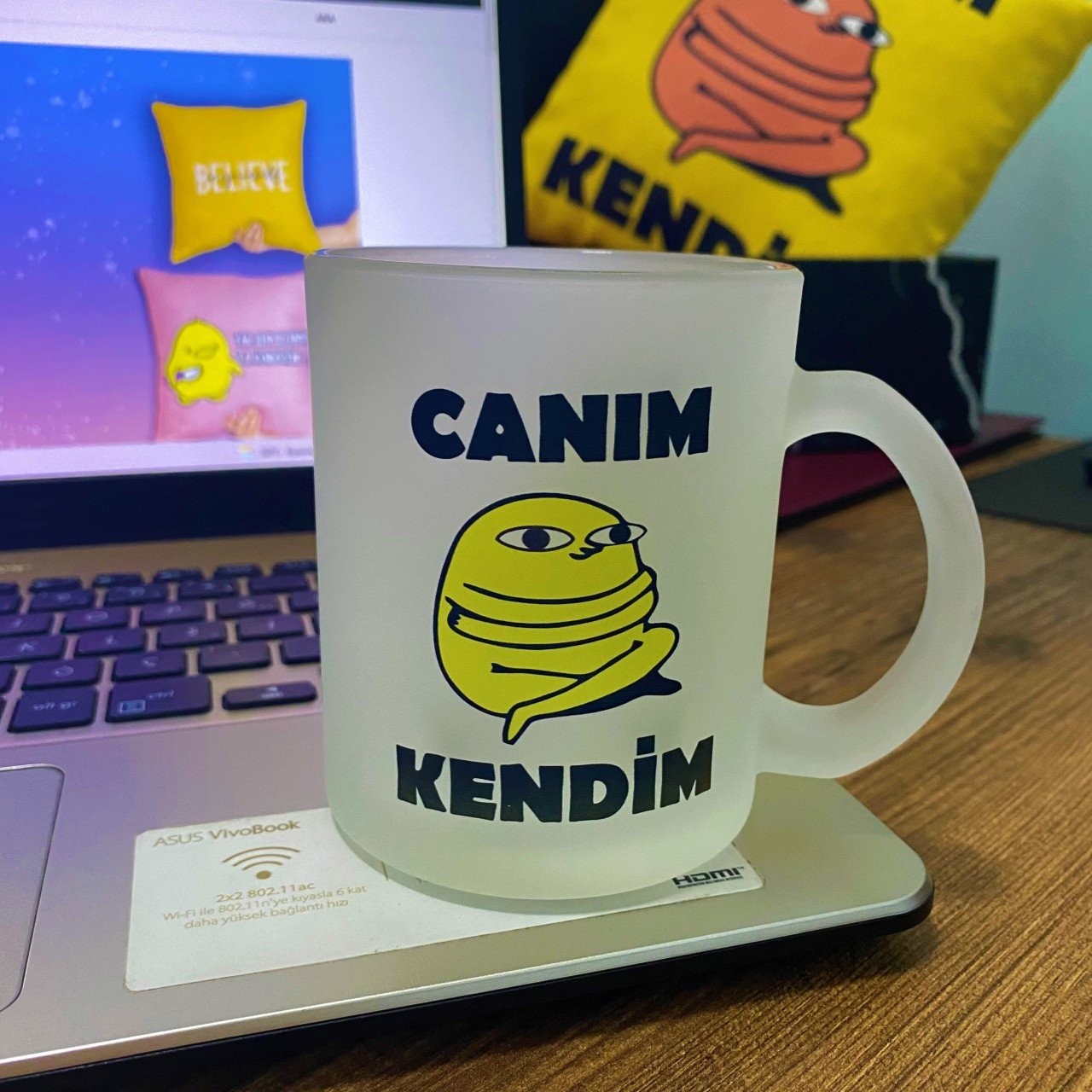 Buzlu Cam Kupa Bardak - Canım kendim