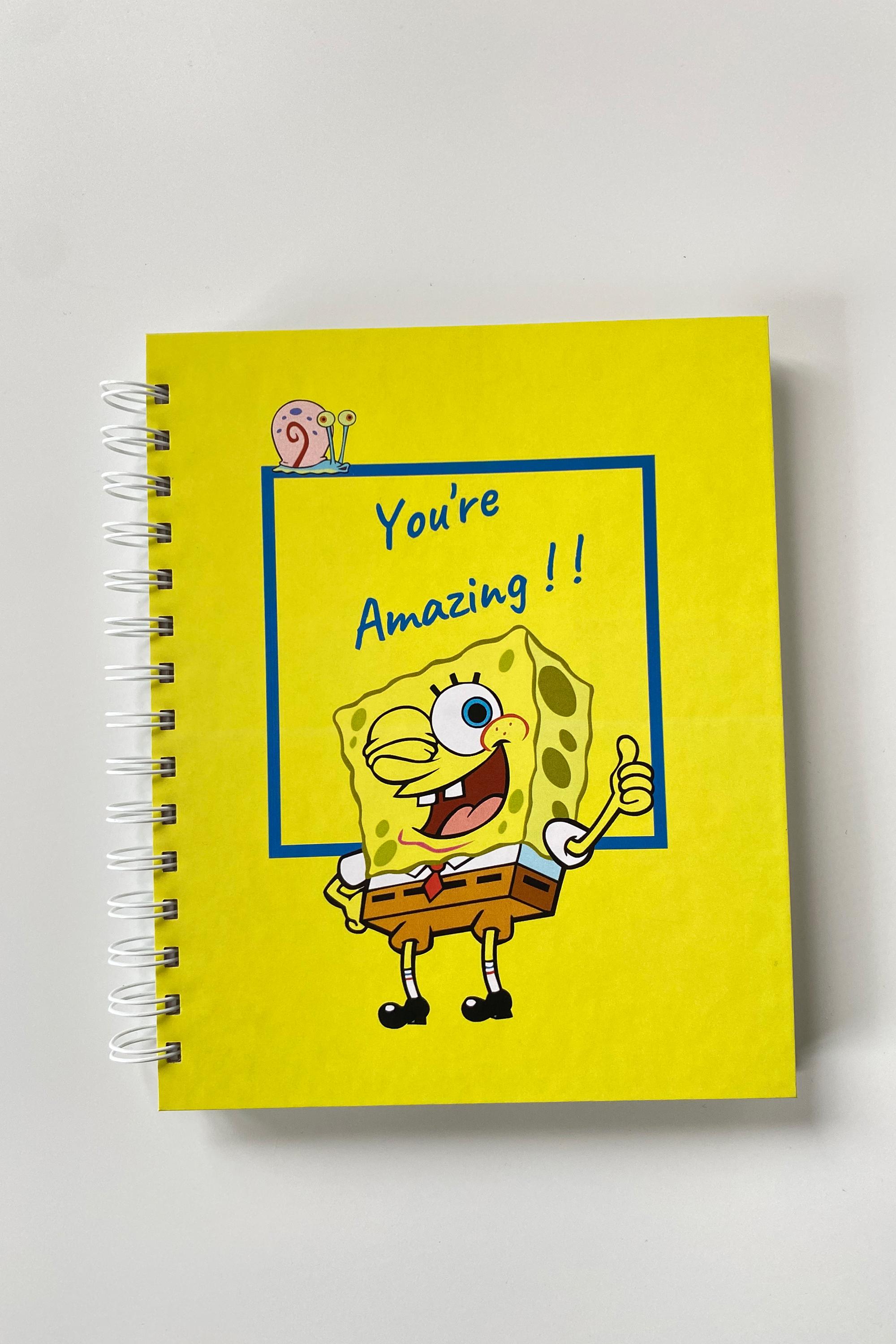 Spiralli Sert Kapak Defter - Sunger Bob You Are Amazing