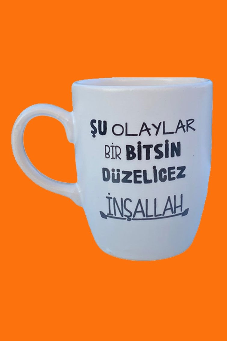 Oval Kupa - Düzelicez İnşallah Beyaz