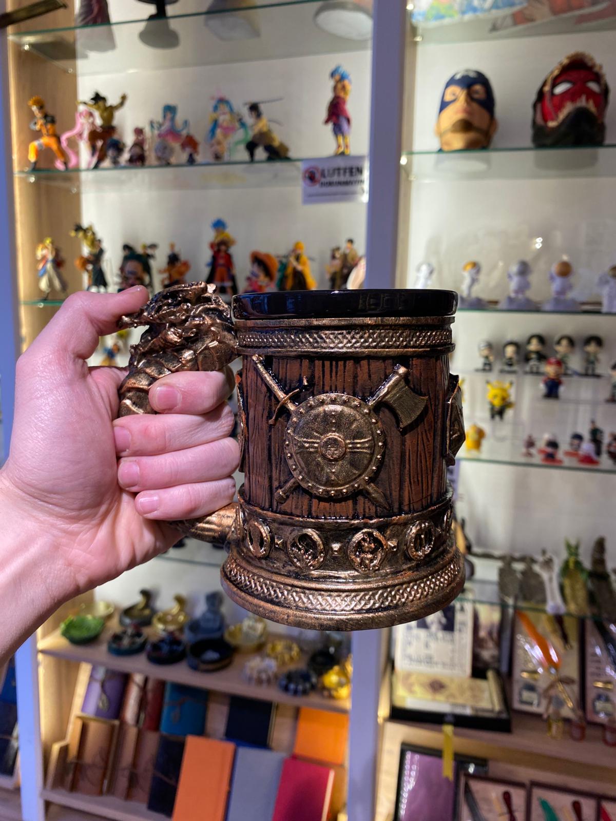 3D Tasarım Kupa - Altın Fıçı Ejder Kupa