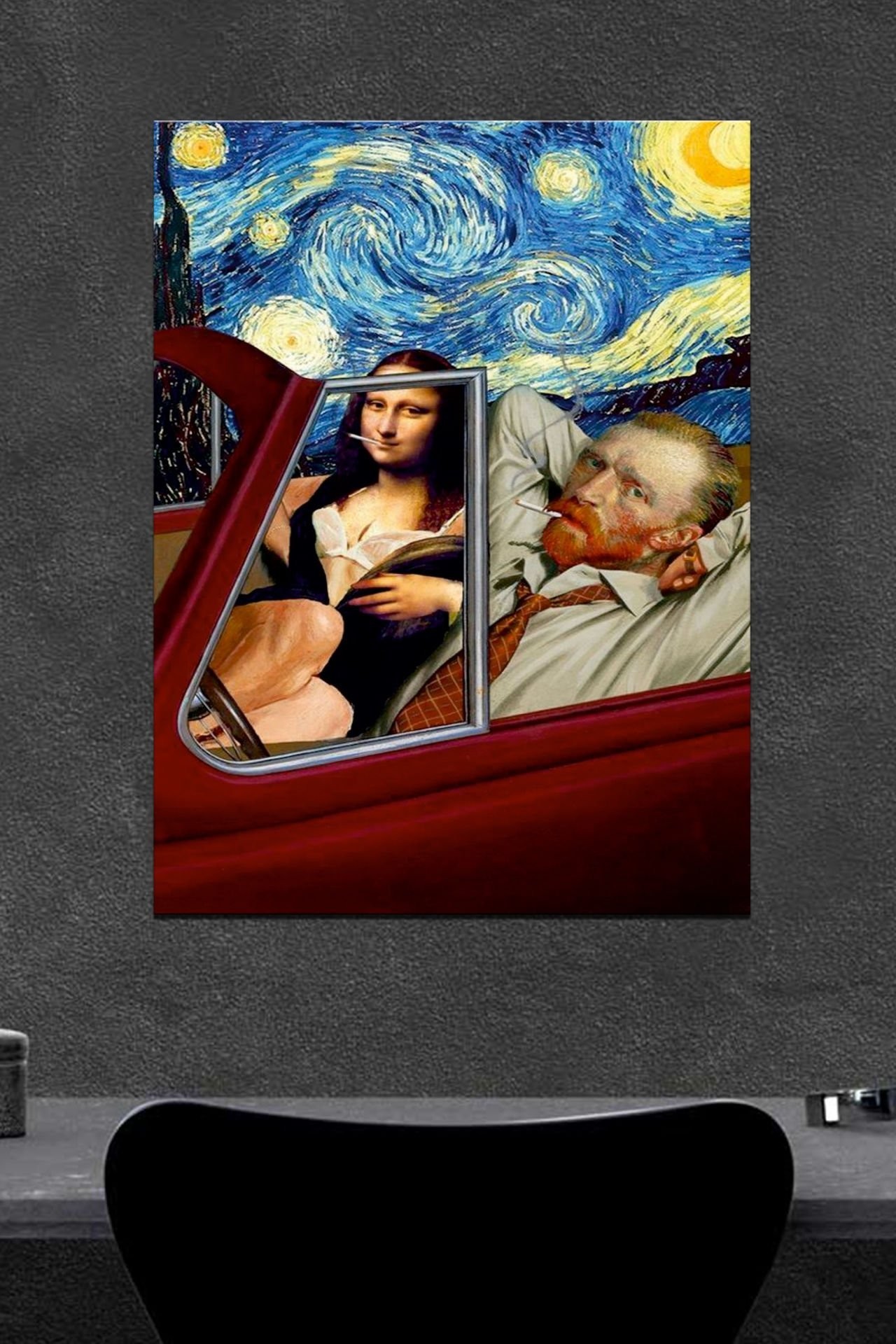 Van Gogh & Mona Lisa Ahşap Poster